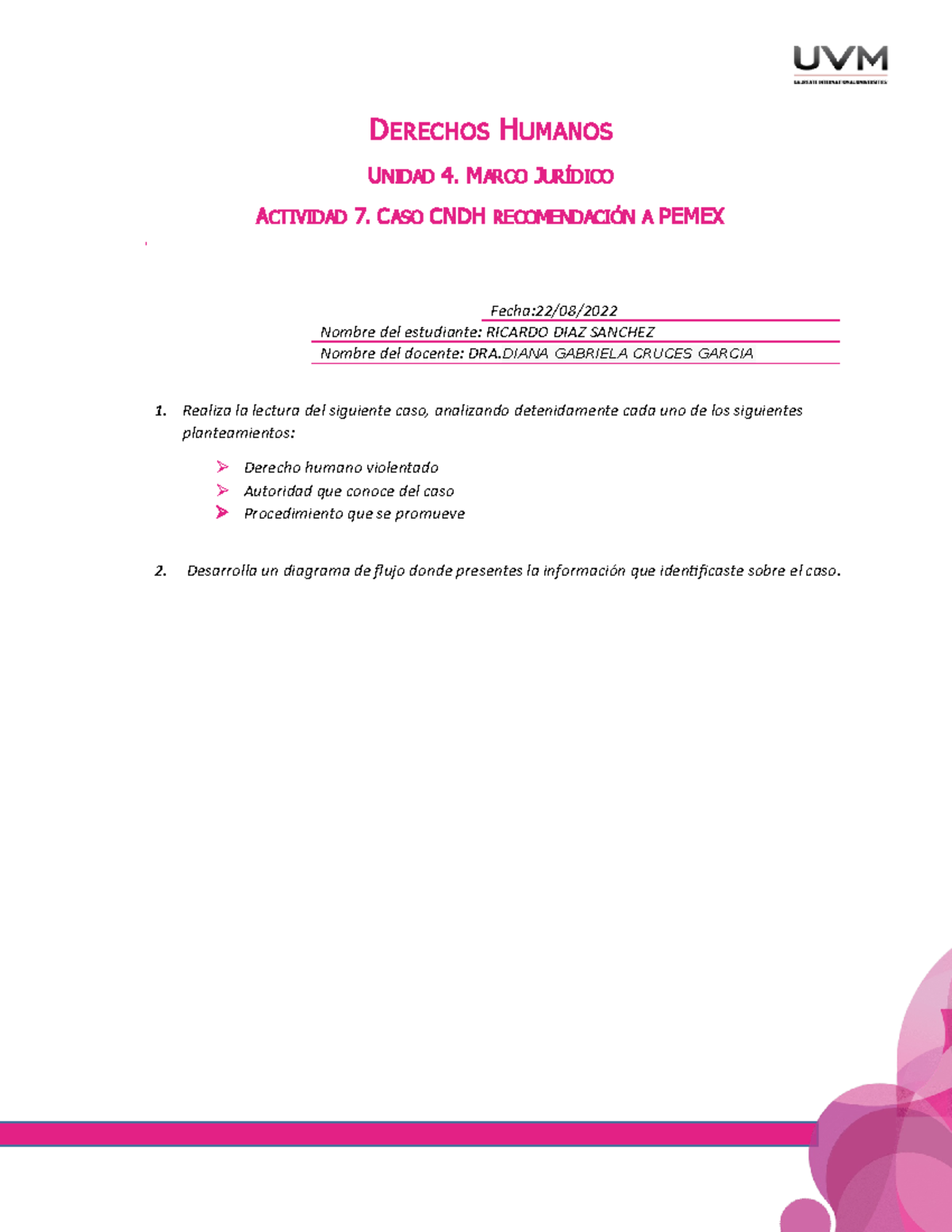 A7 RDS - actividad 7 de derechos humanos - DERECHOS HUMANOS UNIDAD 4 ...