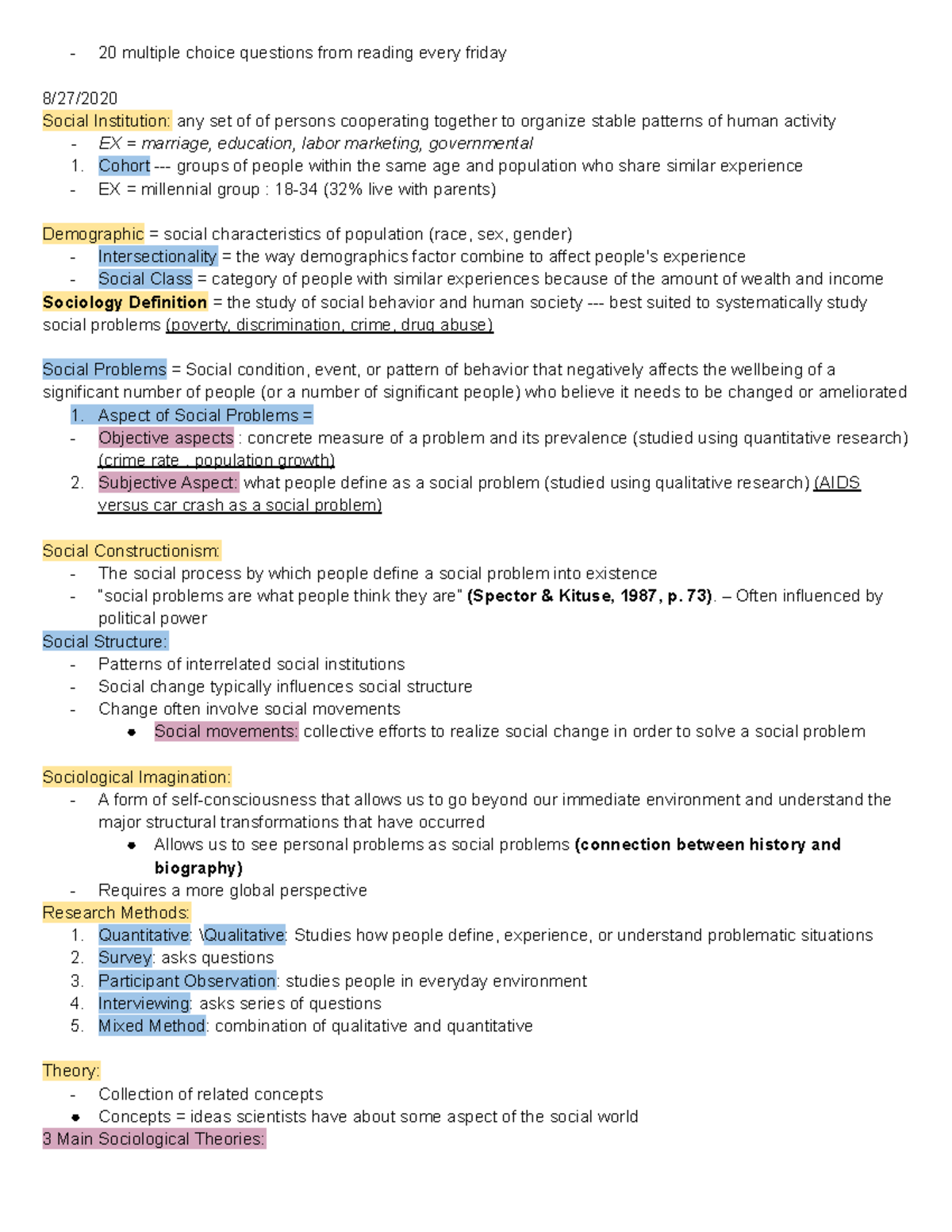 SOC 105 - Social Problems - Module 1 - 20 Multiple Choice Questions ...