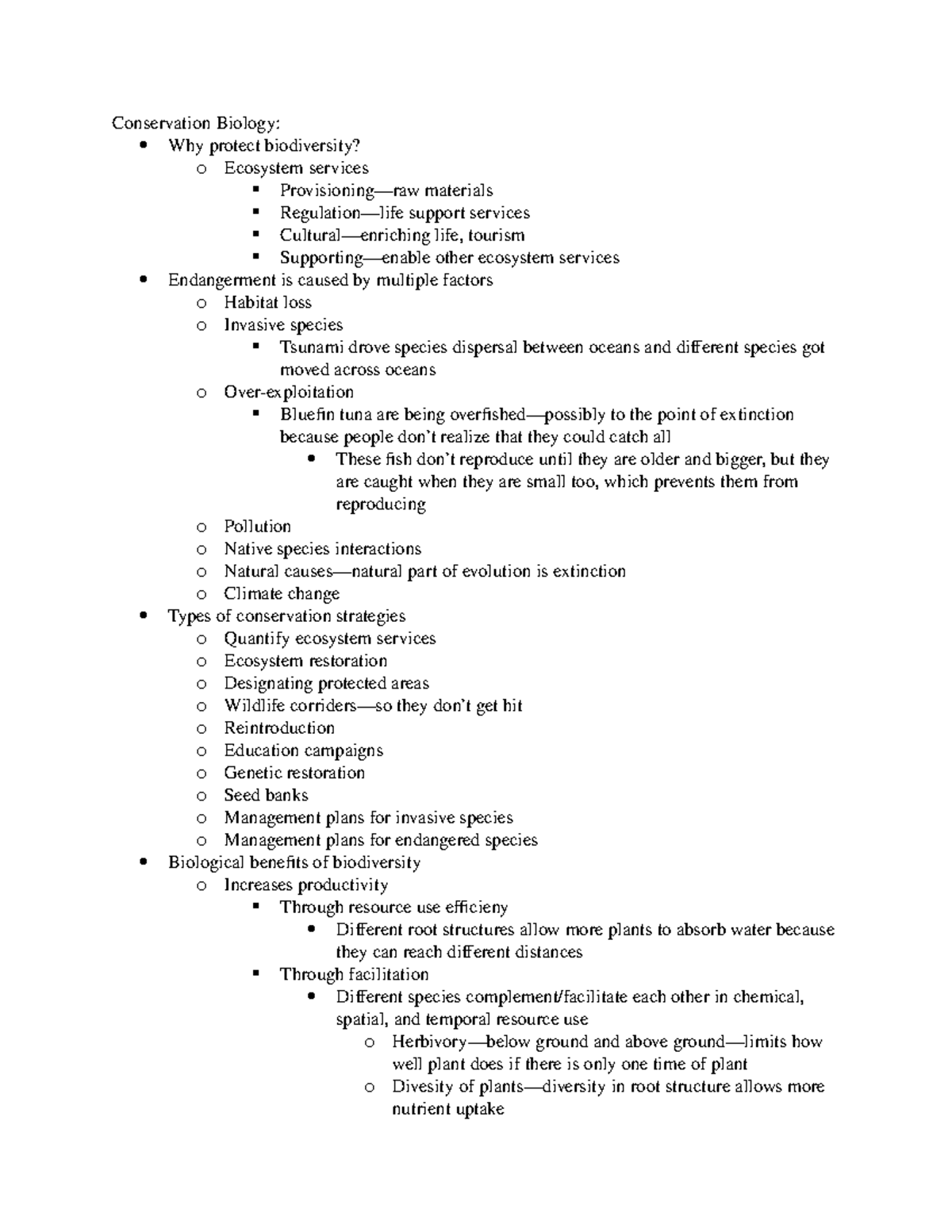 Conservation Biology - Lecture notes 28 - Conservation Biology: Why ...