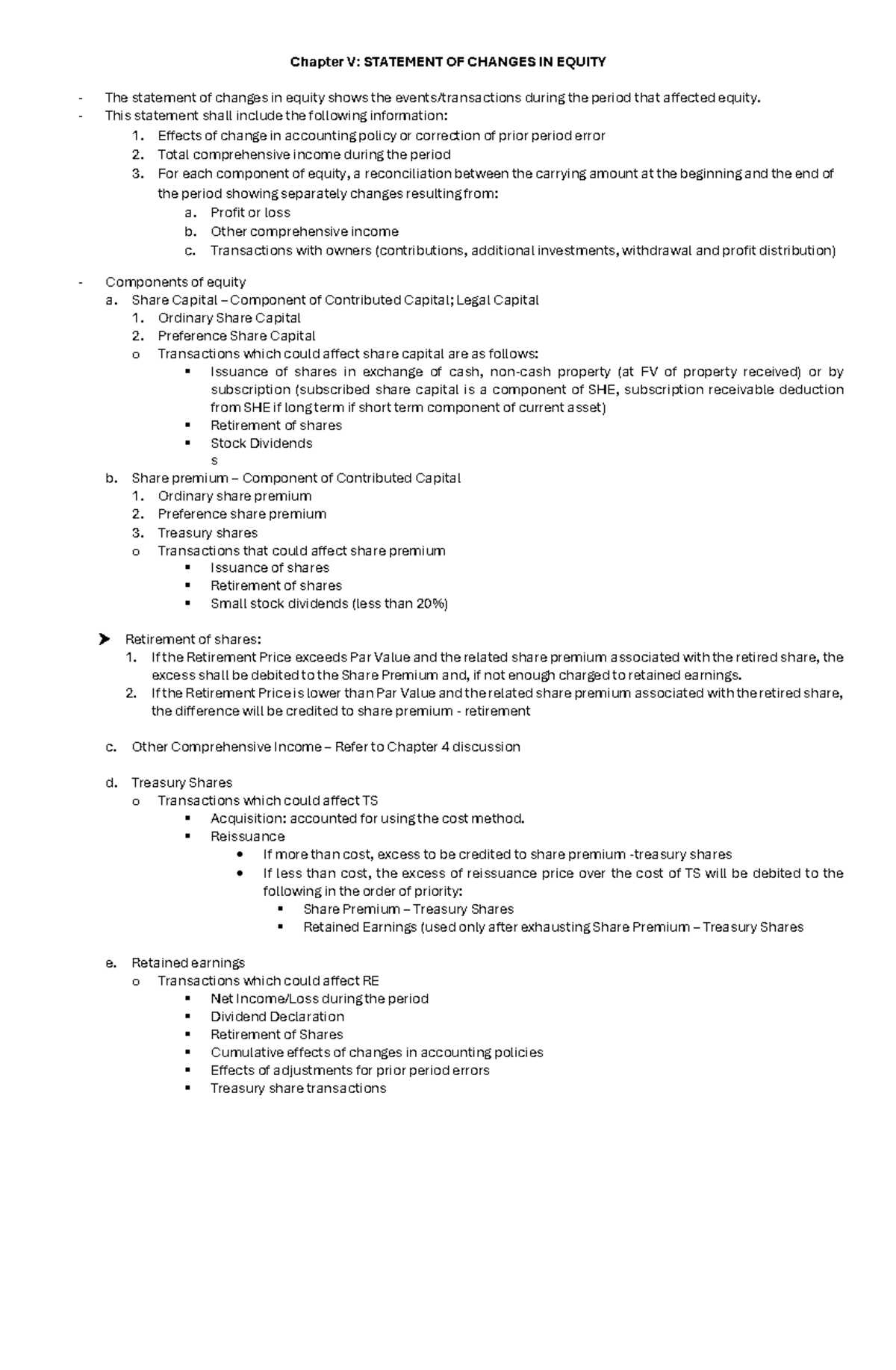 Statement of Changes in Equity 1 - Chapter V: STATEMENT OF CHANGES IN ...