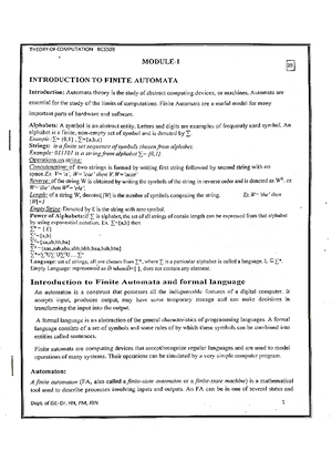 Theory of computation - BCS503 - VTU - Studocu