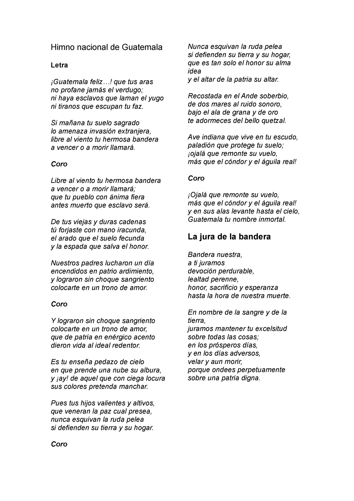 Historia Himno Nacional De Guatemala