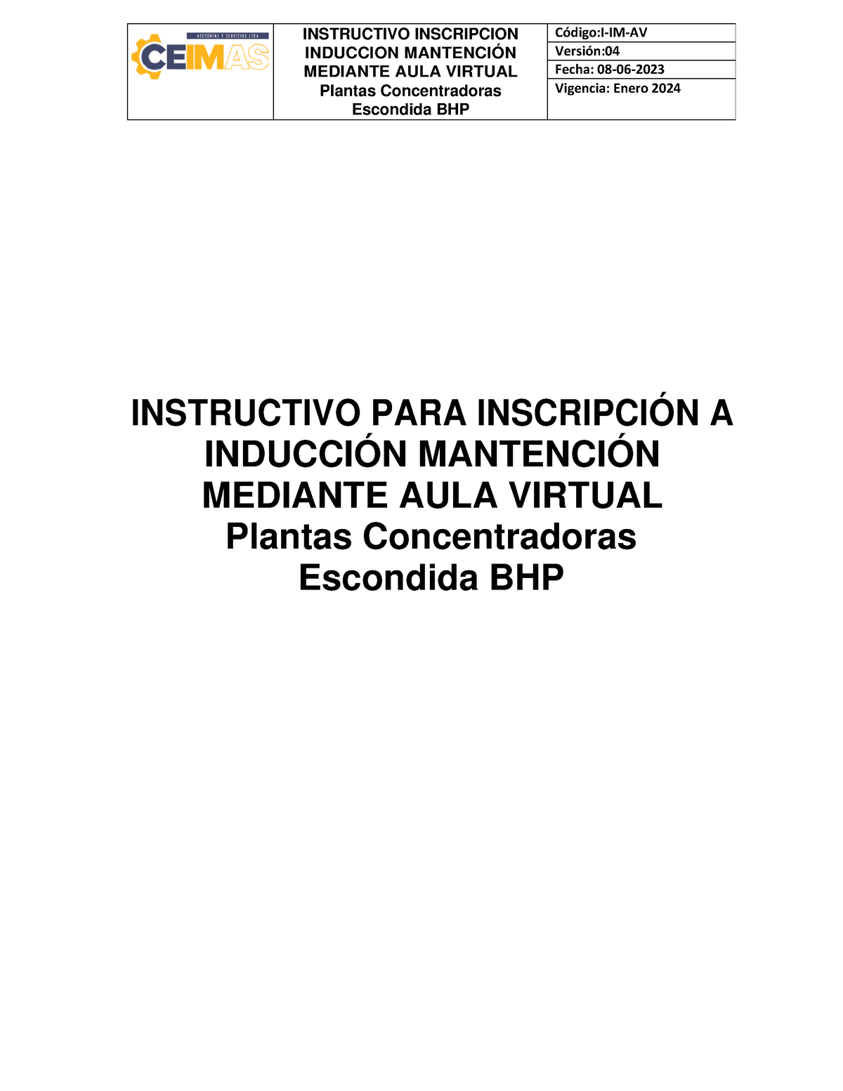 Instructivo Inducci¢n Area Plantas Concentradoras V°a Aula Virtual ...