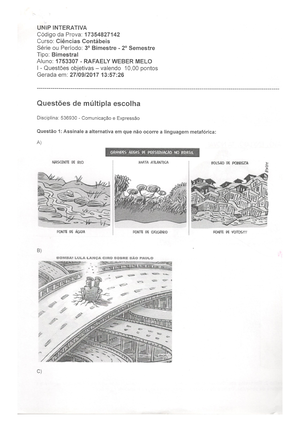 Prova - Comunicação E Expressão - 1. Comunicação E Expressão 2. Questão ...