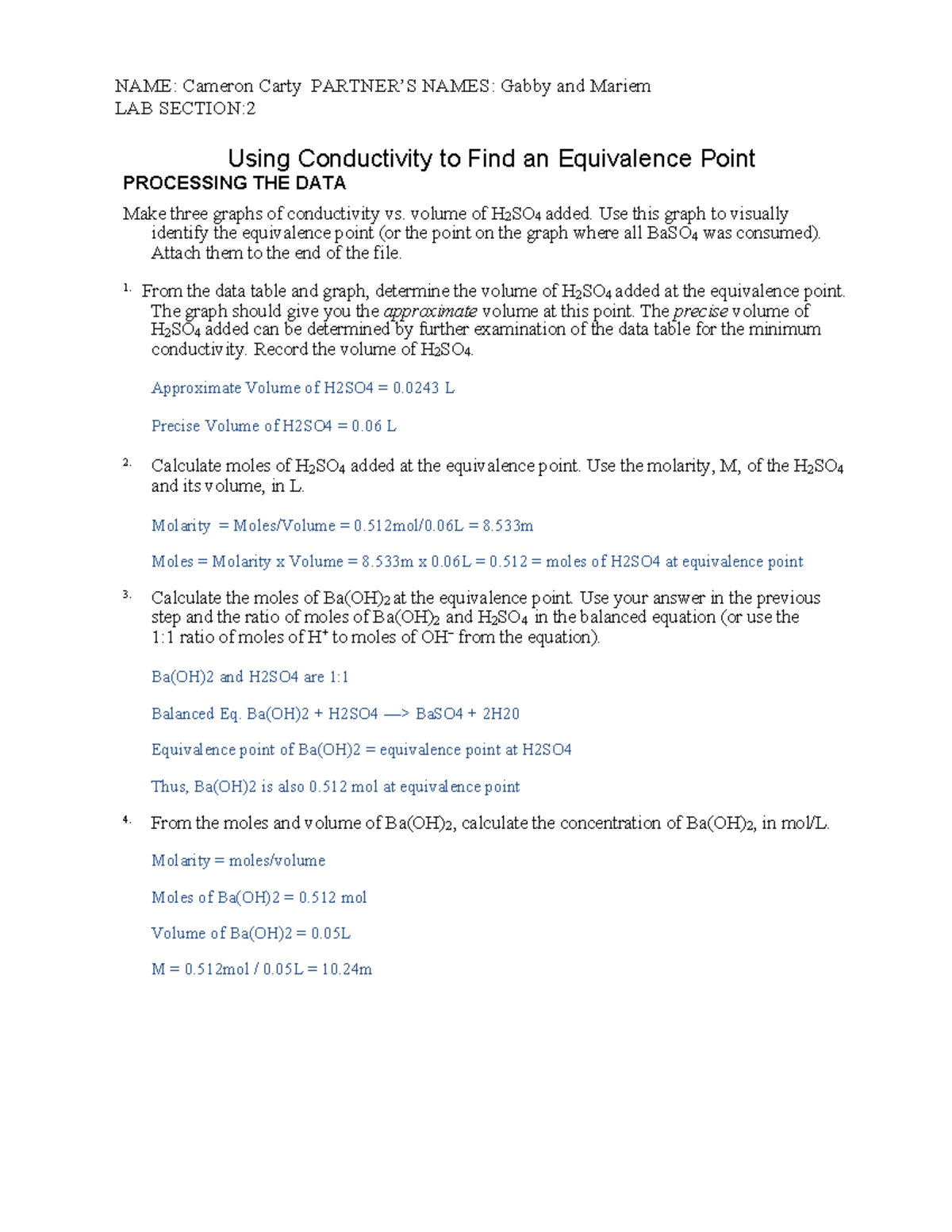 Lab+7%2C+post+lab+questions%2C+Equivalence+Point copy - NAME: Cameron ...