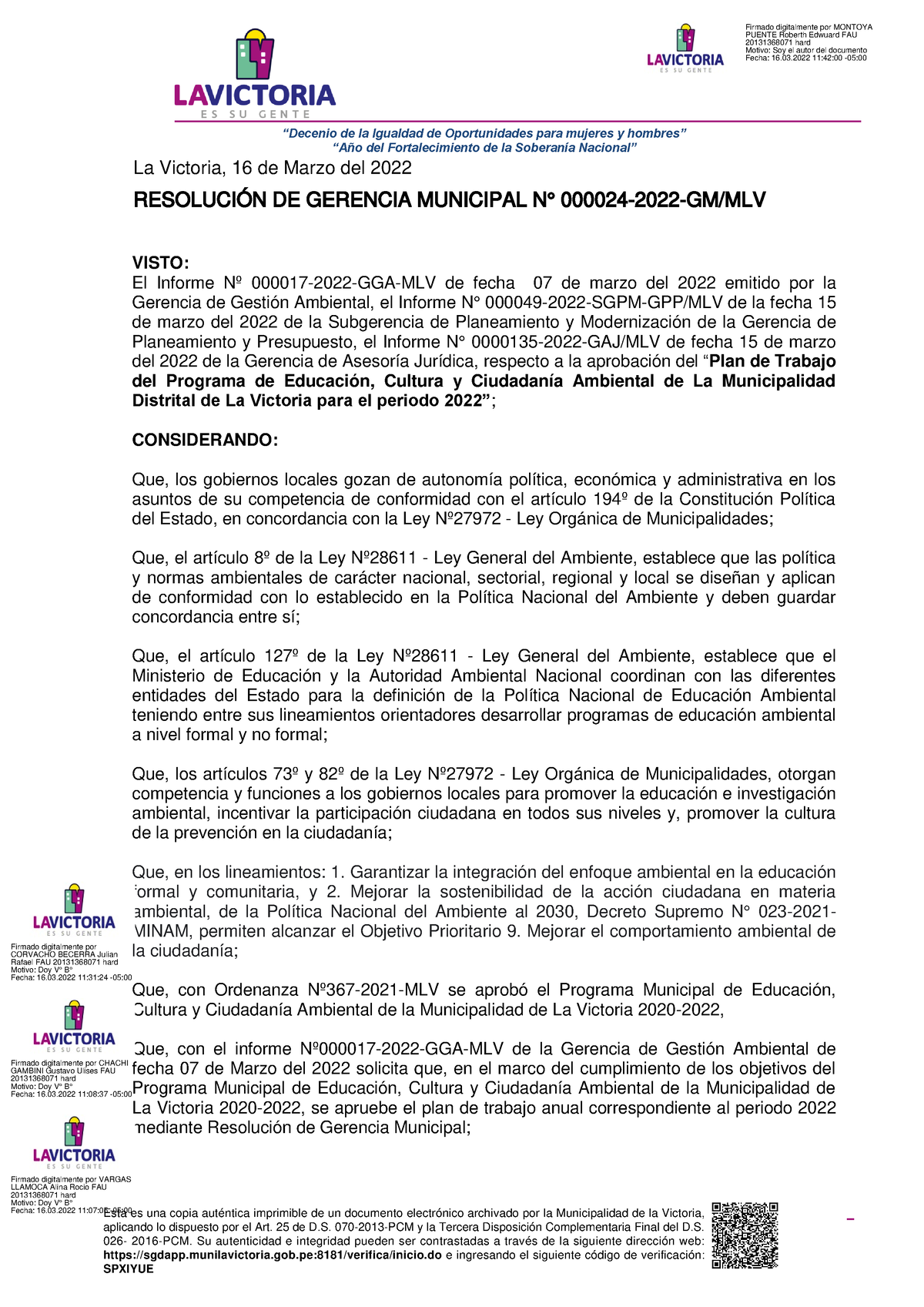 Pt 2022 - Md La Victoria Lima Resolucion De Gerencia Municipal 000024 ...