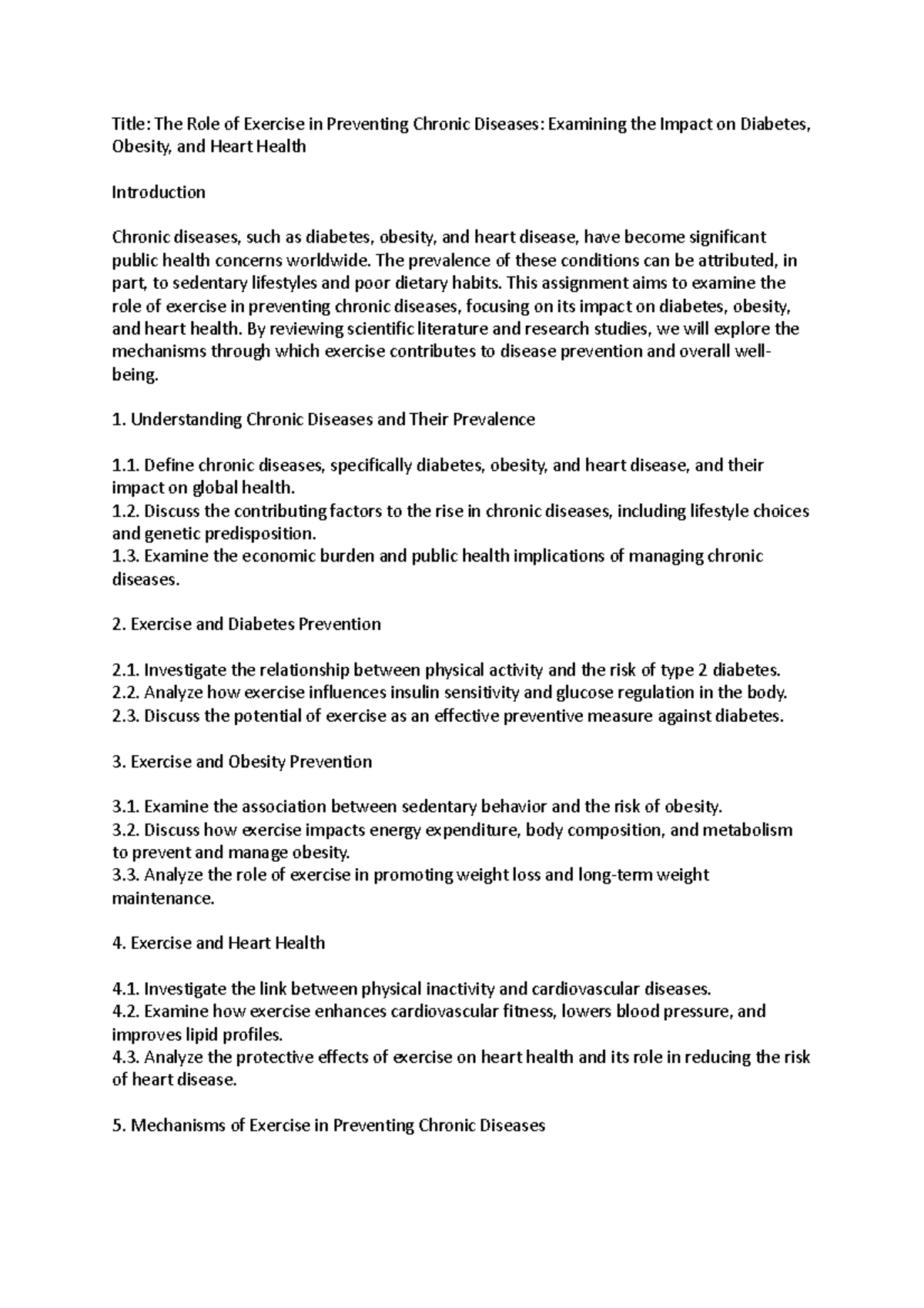 The Role of Exercise in Preventing Chronic Diseases- Examining the ...