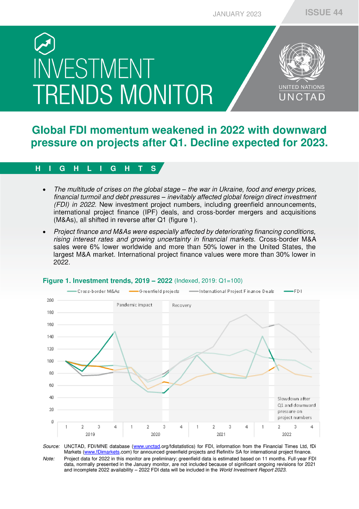 Global Investment Trends Monitor 44 ( Unctad) Jan 2023 - H I G H L I G ...