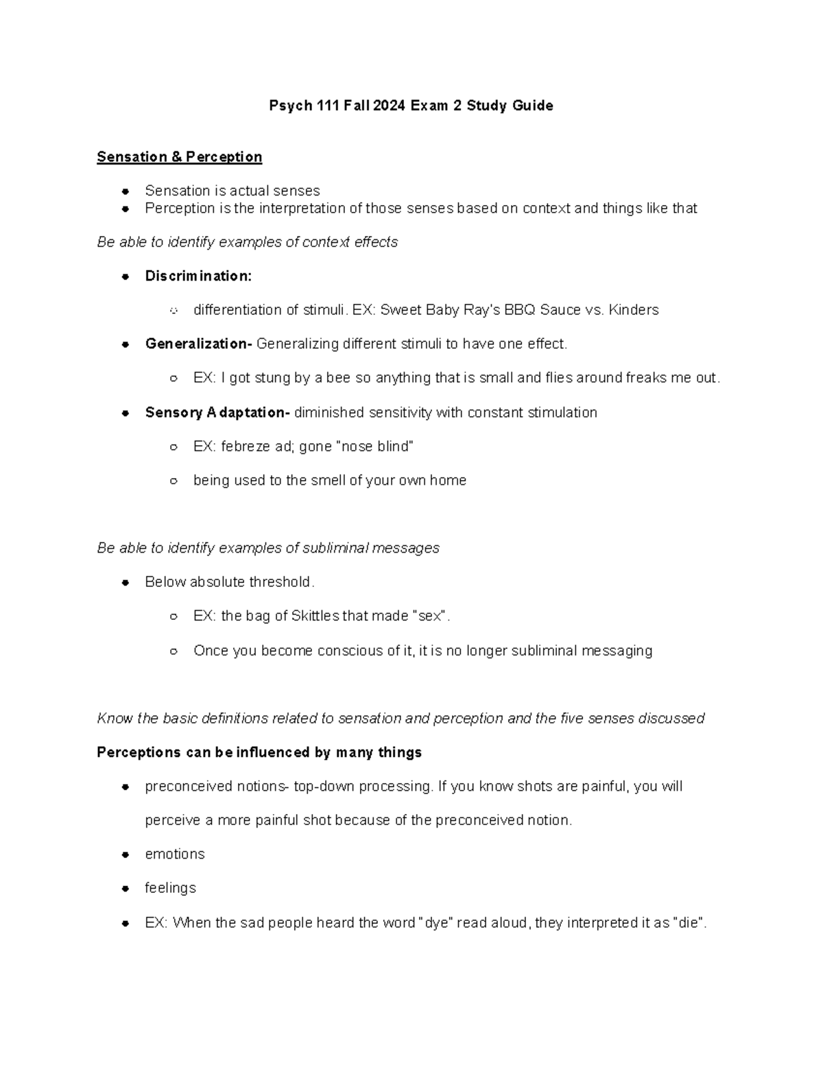 Psych 111 Fall 2024 Exam 2 Study Guide (1) - Psych 111 Fall 2024 Exam 2 ...