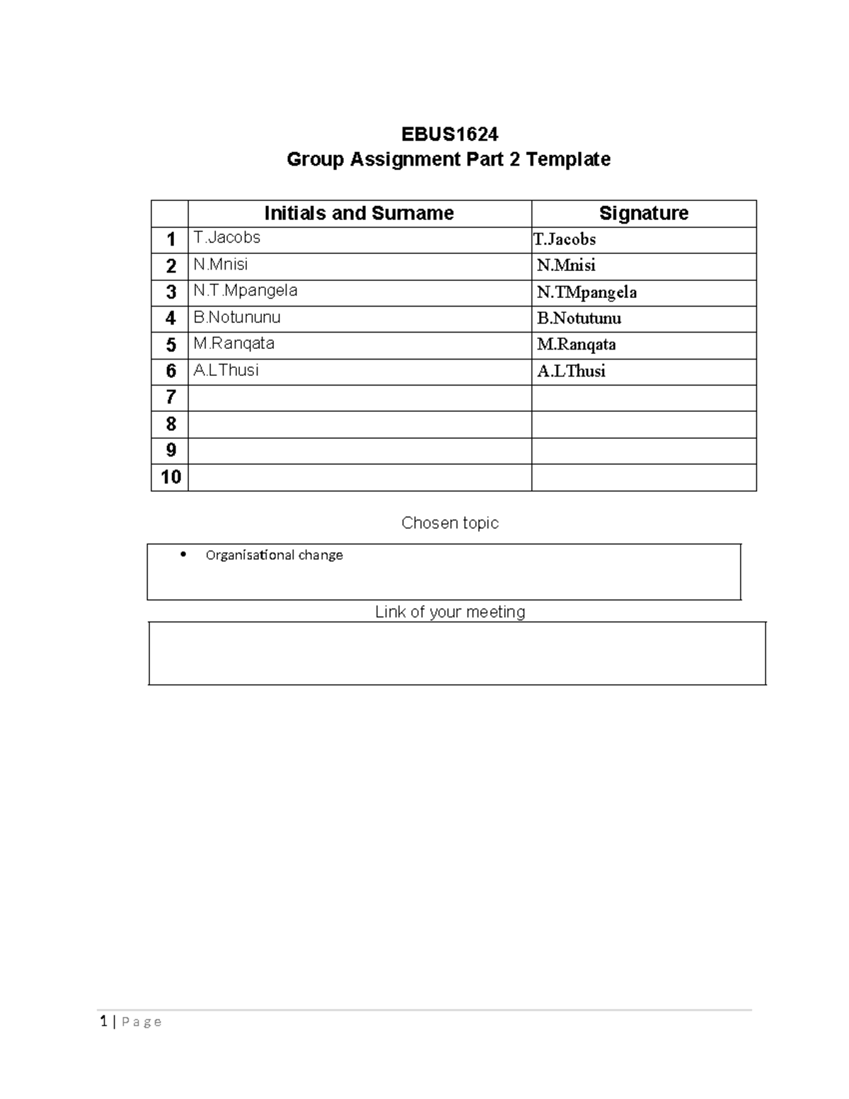 Ebuss 1624 Part 2 - help to catch up - EBUS Group Assignment Part 2 ...