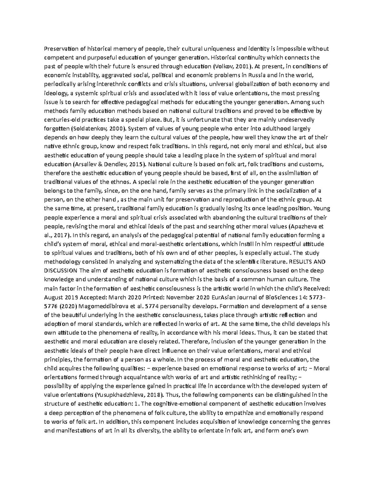 Preservation of historical memory of people - Historical continuity ...