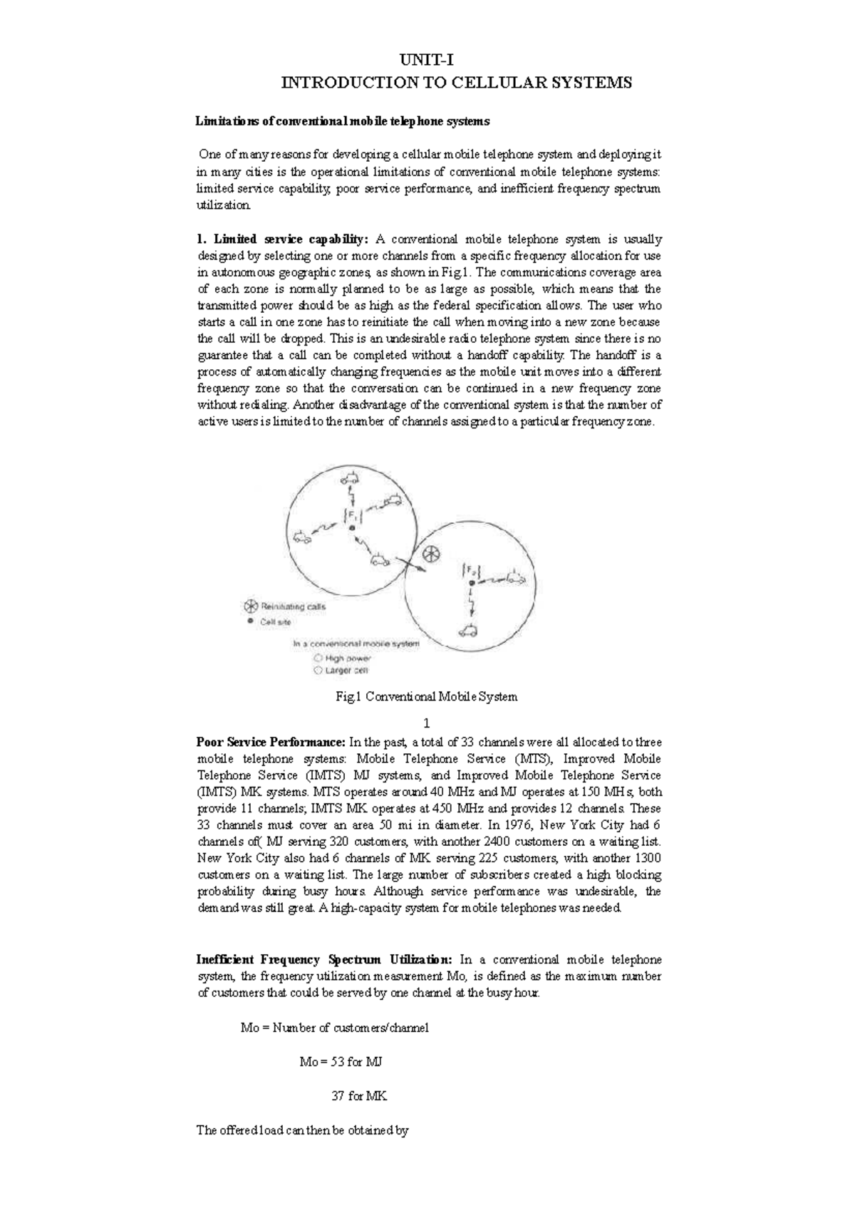 Cellular and Mobile Communications U1 Latest - UNIT-I INTRODUCTION TO ...