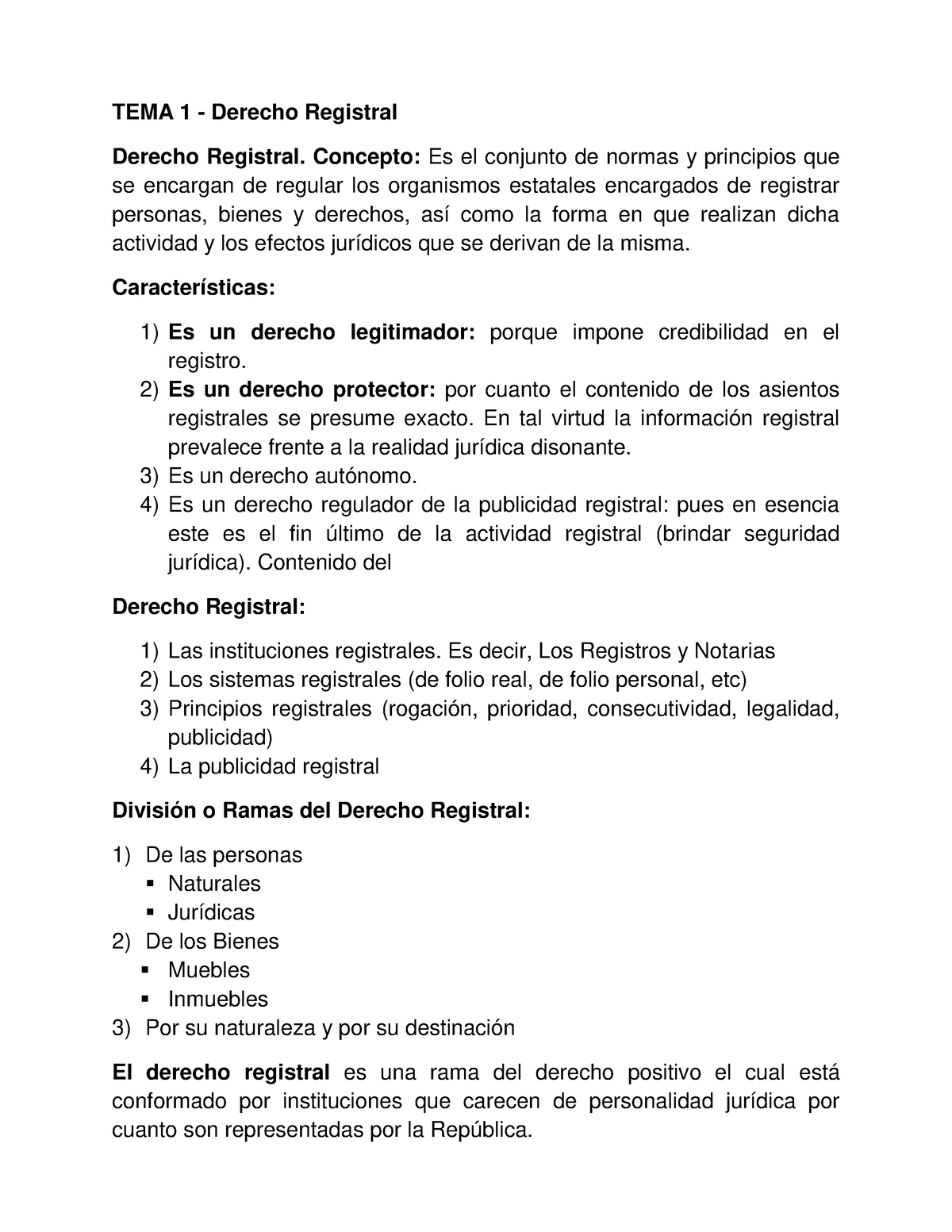 Derecho Registral - LIBRO - TEMA 1 - Derecho Registral Derecho ...