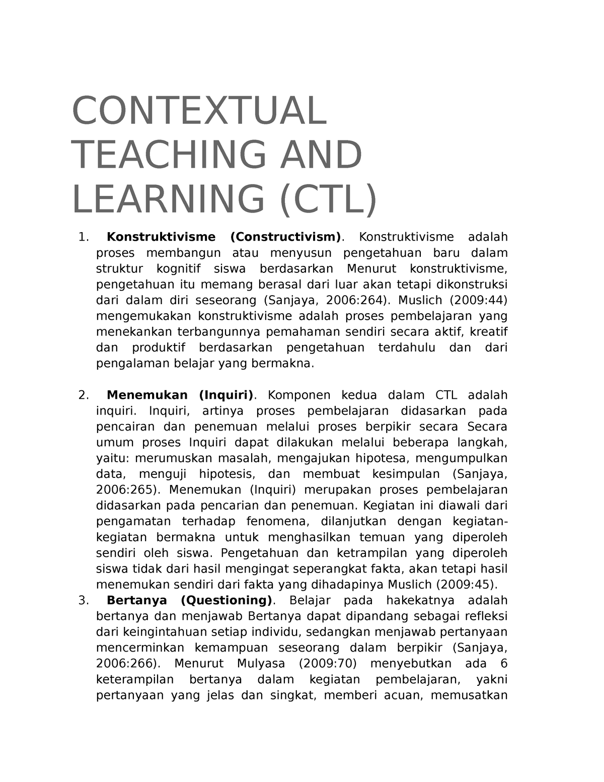 Contextual Teaching AND Learning - CONTEXTUAL TEACHING AND LEARNING ...