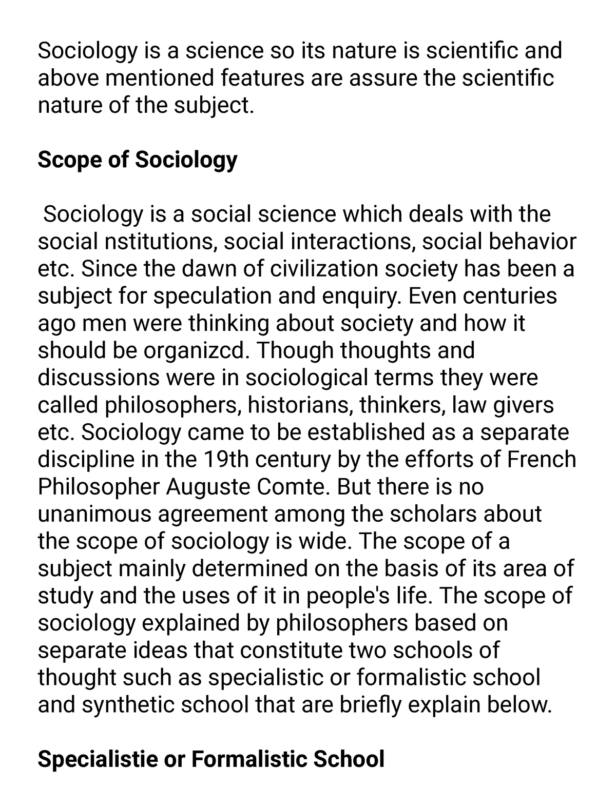 essay about scope of sociology