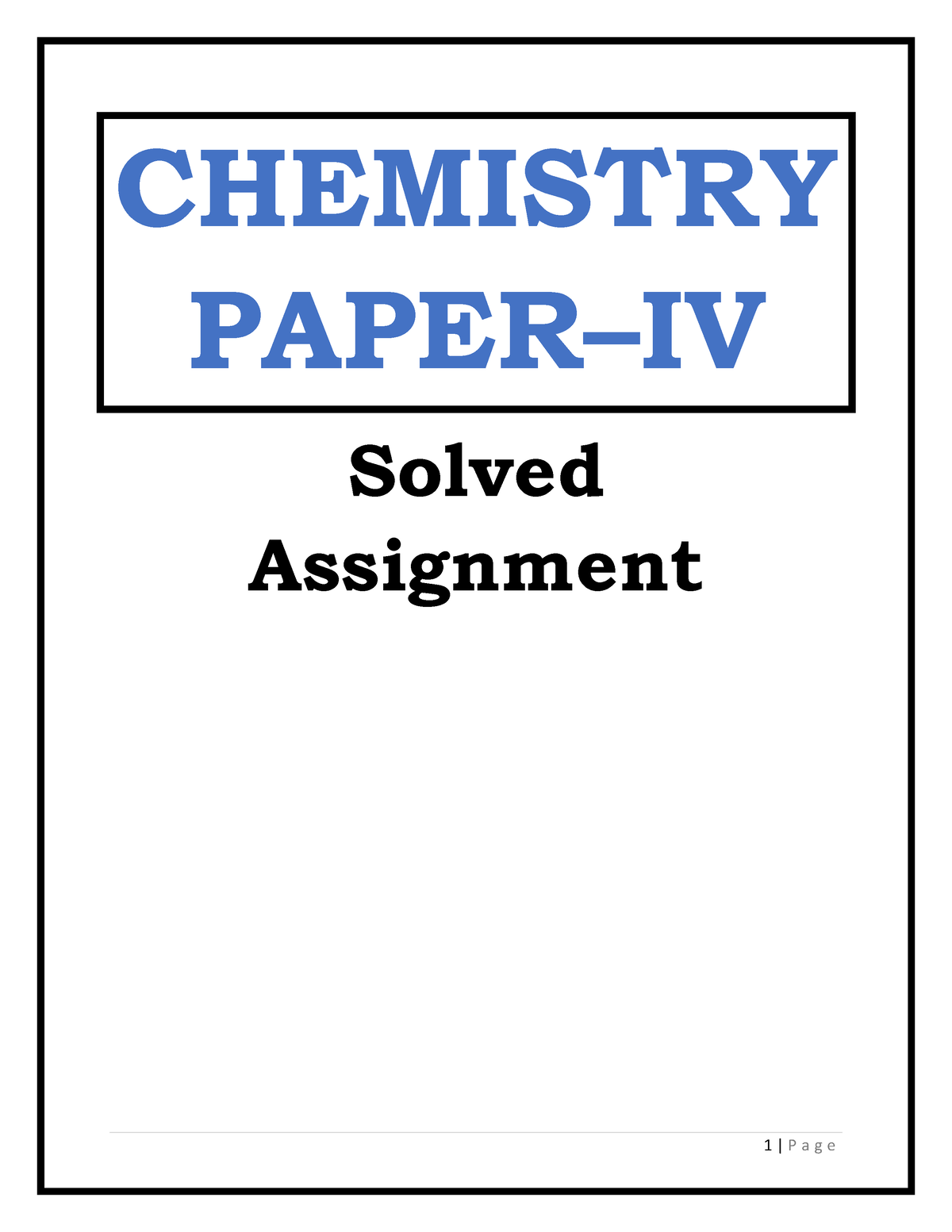 assignment chemistry answer