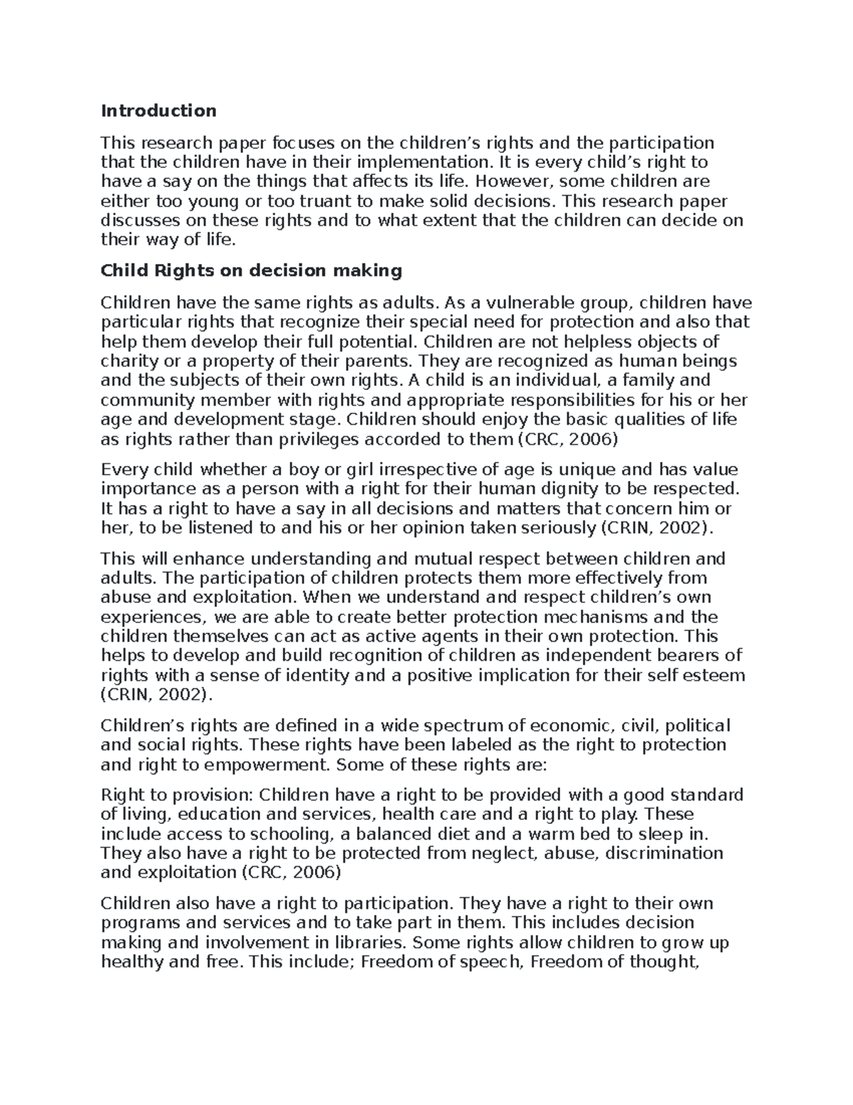 Children rights in - Lecture notes all - Introduction This research ...