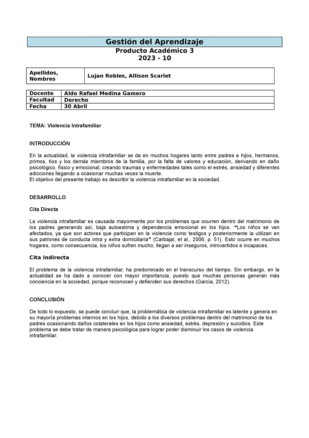 PA3 Tarea Gestion Del Aprendizaje - Gestión Del Aprendizaje Producto ...