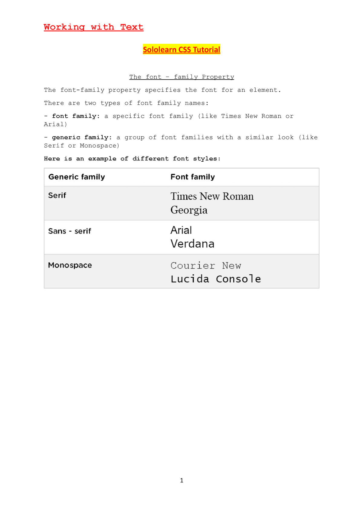 css-tutorial-notes-sololearn-css-tutorial-the-font-family-property