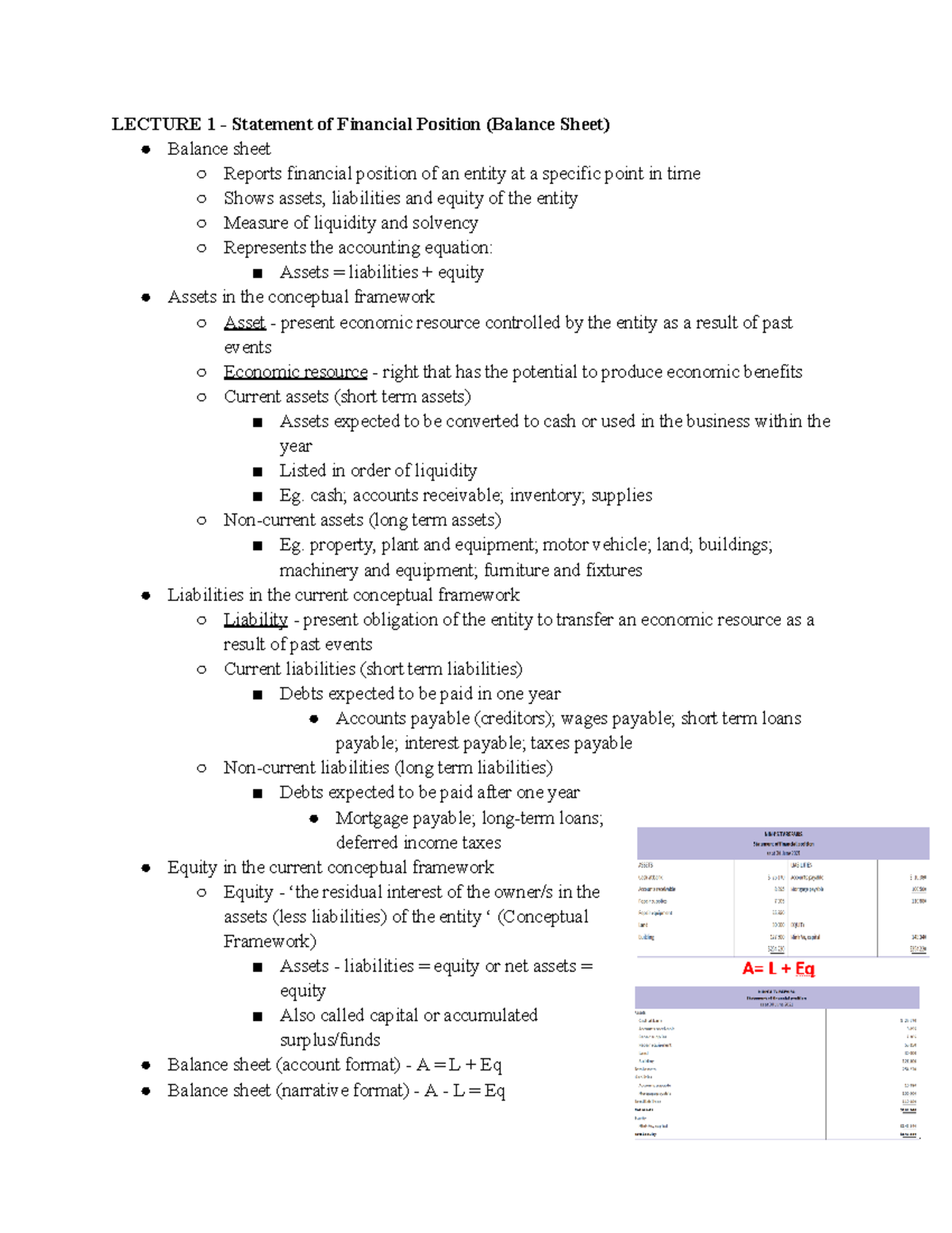 Week 2 - Week 2 Lecture Notes - LECTURE 1 - Statement of Financial ...