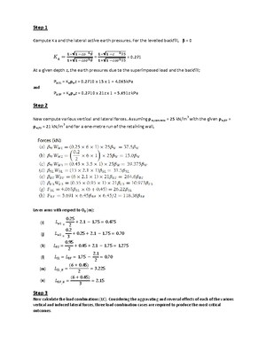 Worked Examples on Retaining Wall Design - Retaining Walls (Tutorial 7 ...