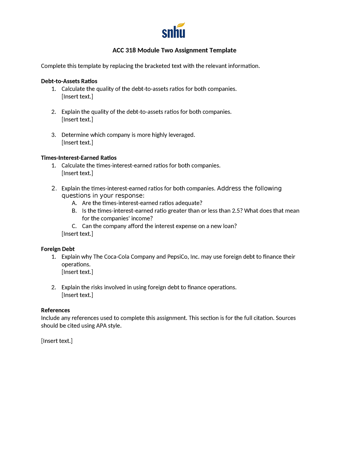 ACC 318 Module Two Assignment Template - ACC 318 Module Two Assignment ...