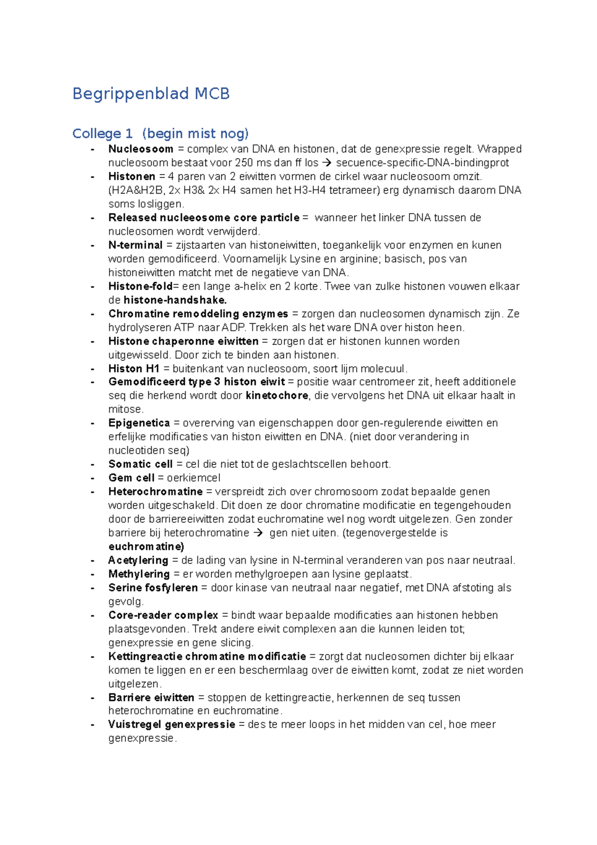 Begrippenblad MCB - Begrippen Van MCB - Begrippenblad MCB College 1 ...