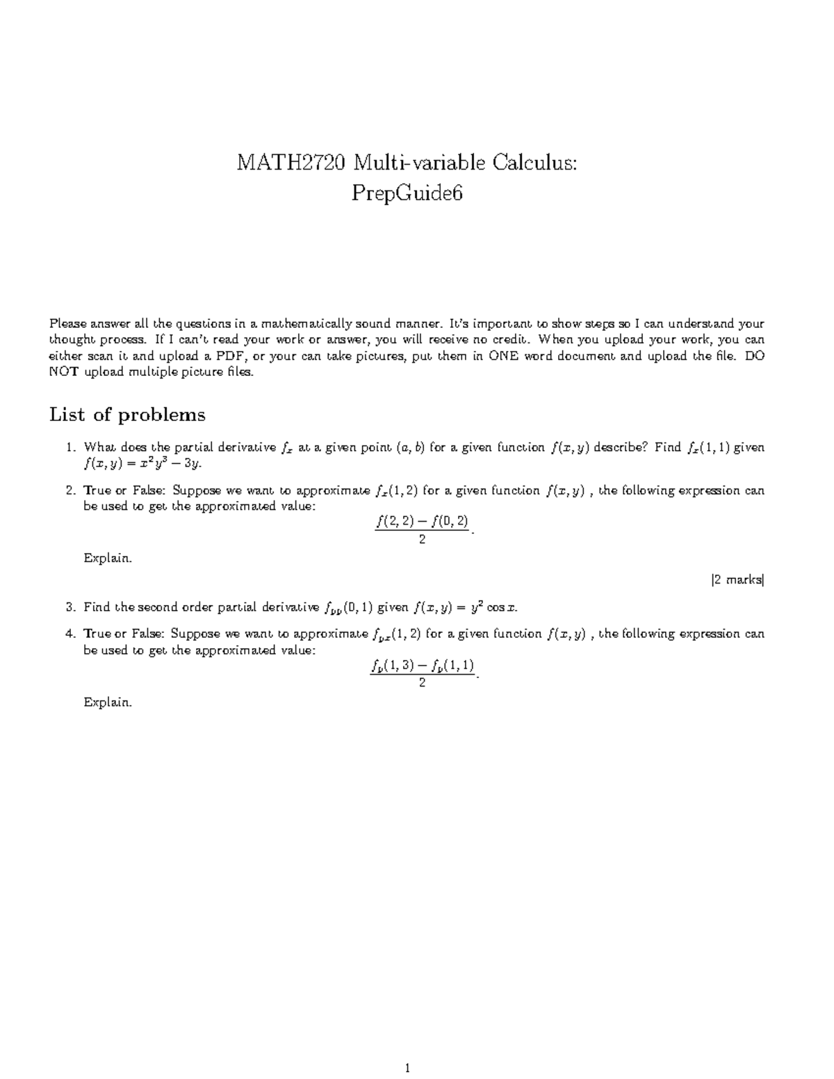 2021 Fmath 2720 Prep Guide 6 - MATH2720 Multi-variable Calculus ...