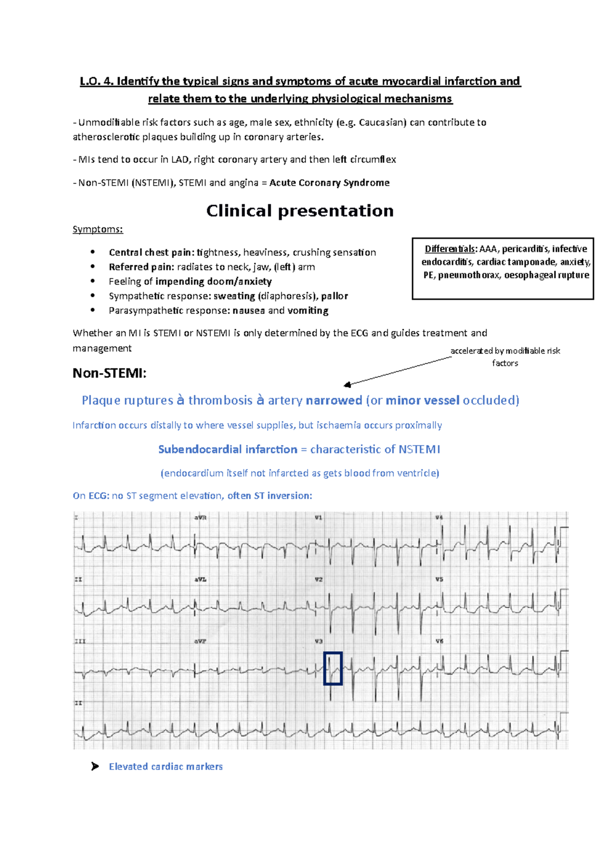 LO4 - Signs and symptoms of acute MI - L. 4. Identify the typical signs ...