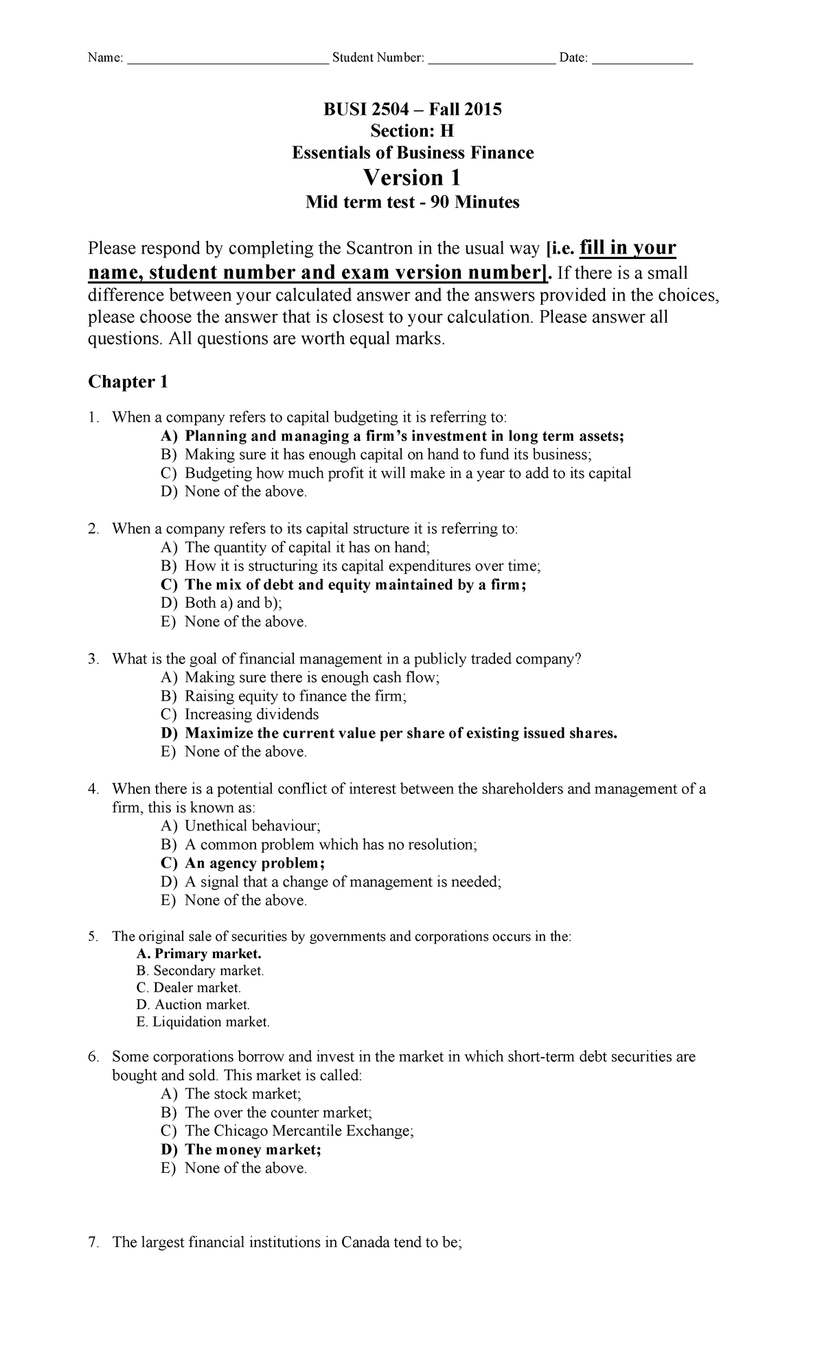 Midterm 16 September 2015, questions and answers - Name ...