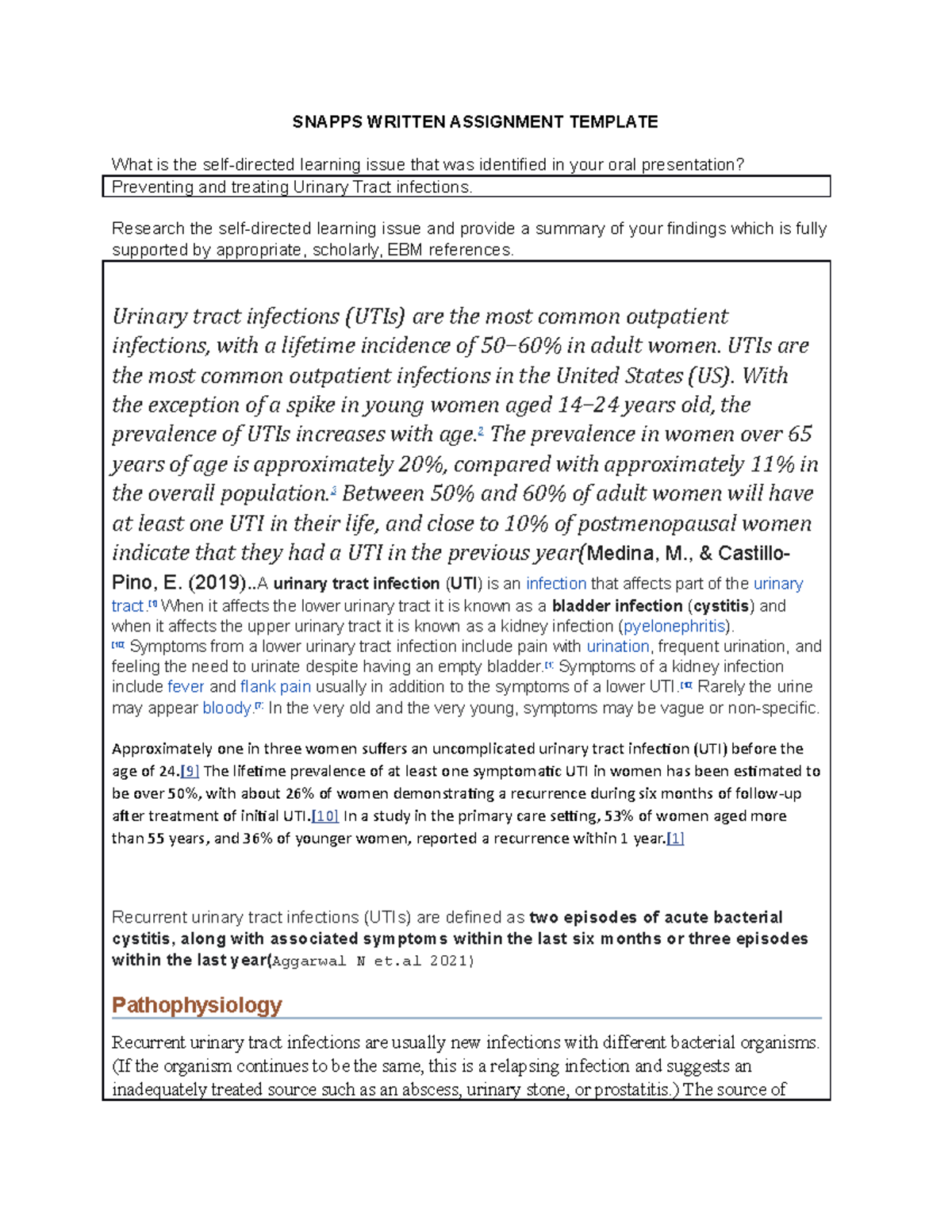 snapps written assignment template