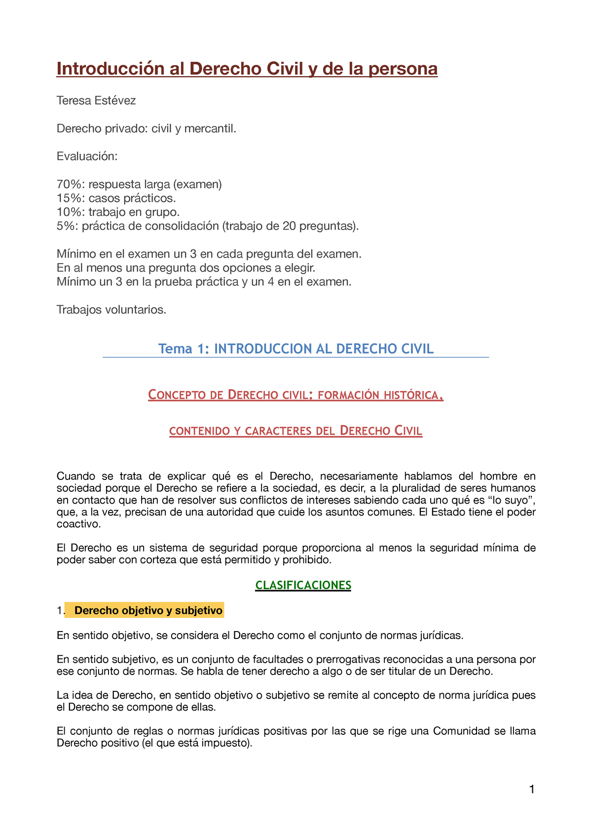 Apuntes Clase Civil - Introducción Al Derecho Civil Y De La Persona ...