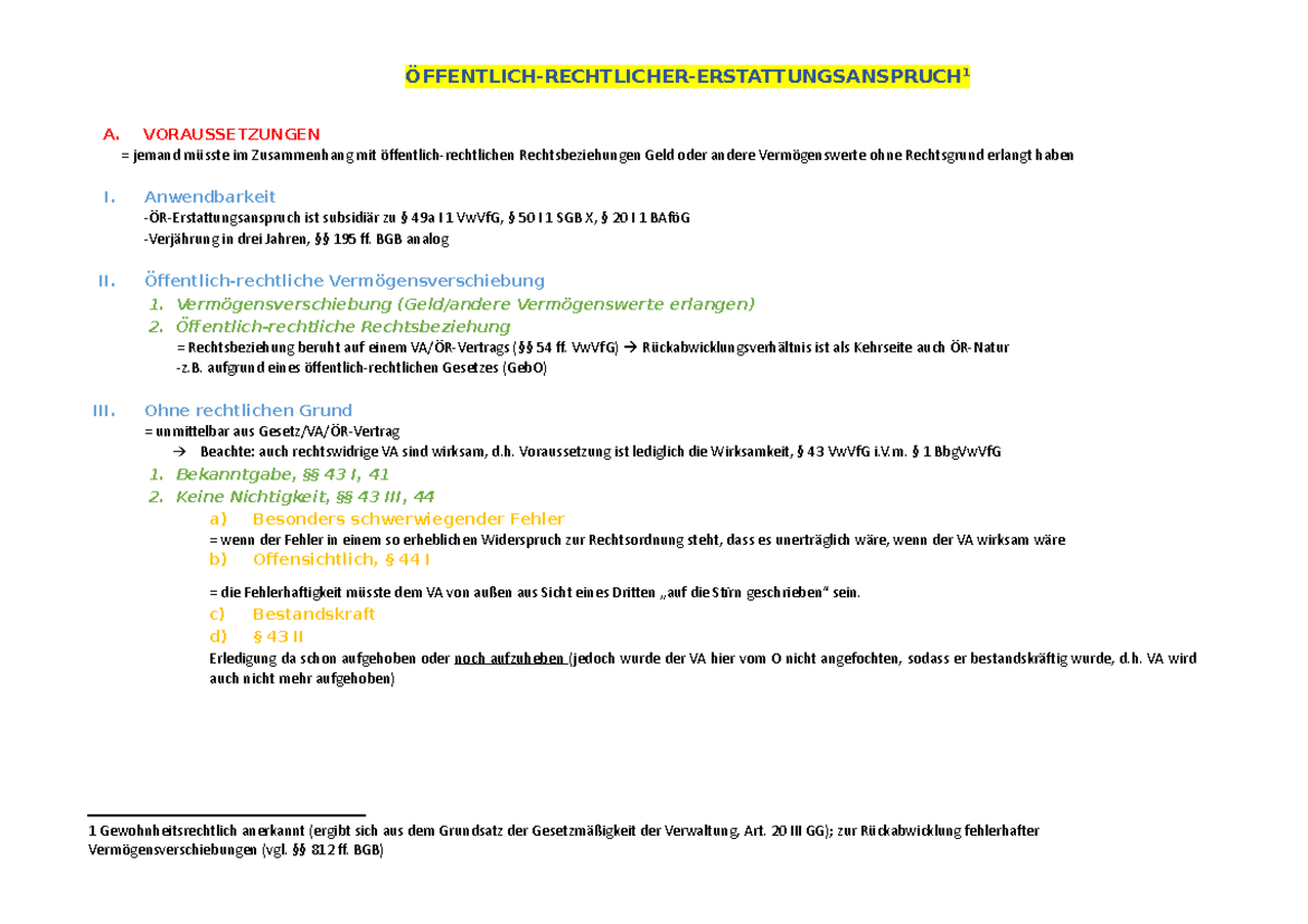 öffentlich Rechtlicher Erstattungsanspruch Schema Öffentlich-rechtlicher Erstattungsanspruch - ÖFFENTLICH-RECHTLICHER