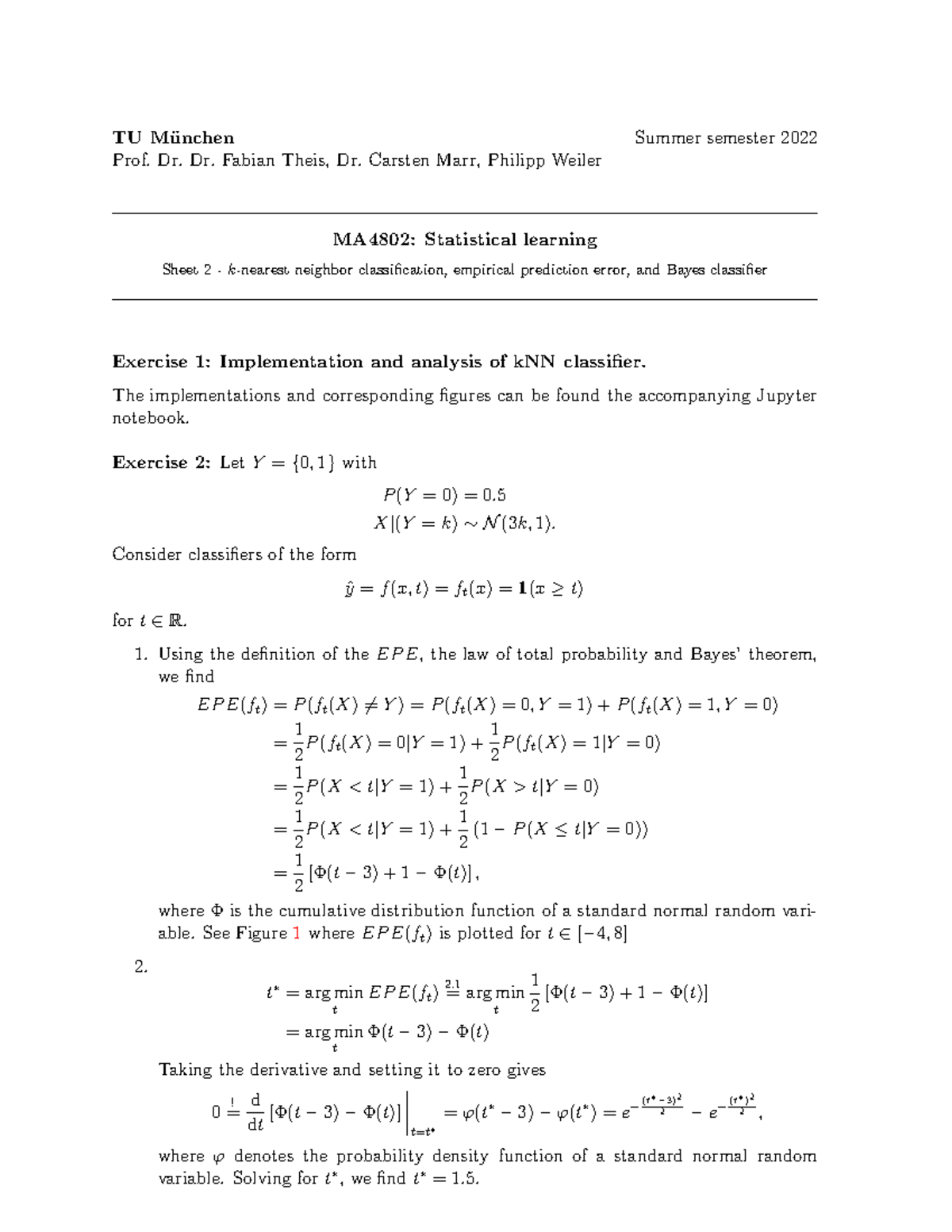 Solution 2 - TU M ̈unchen Summer semester 2022 Prof. Dr. Dr. Fabian ...