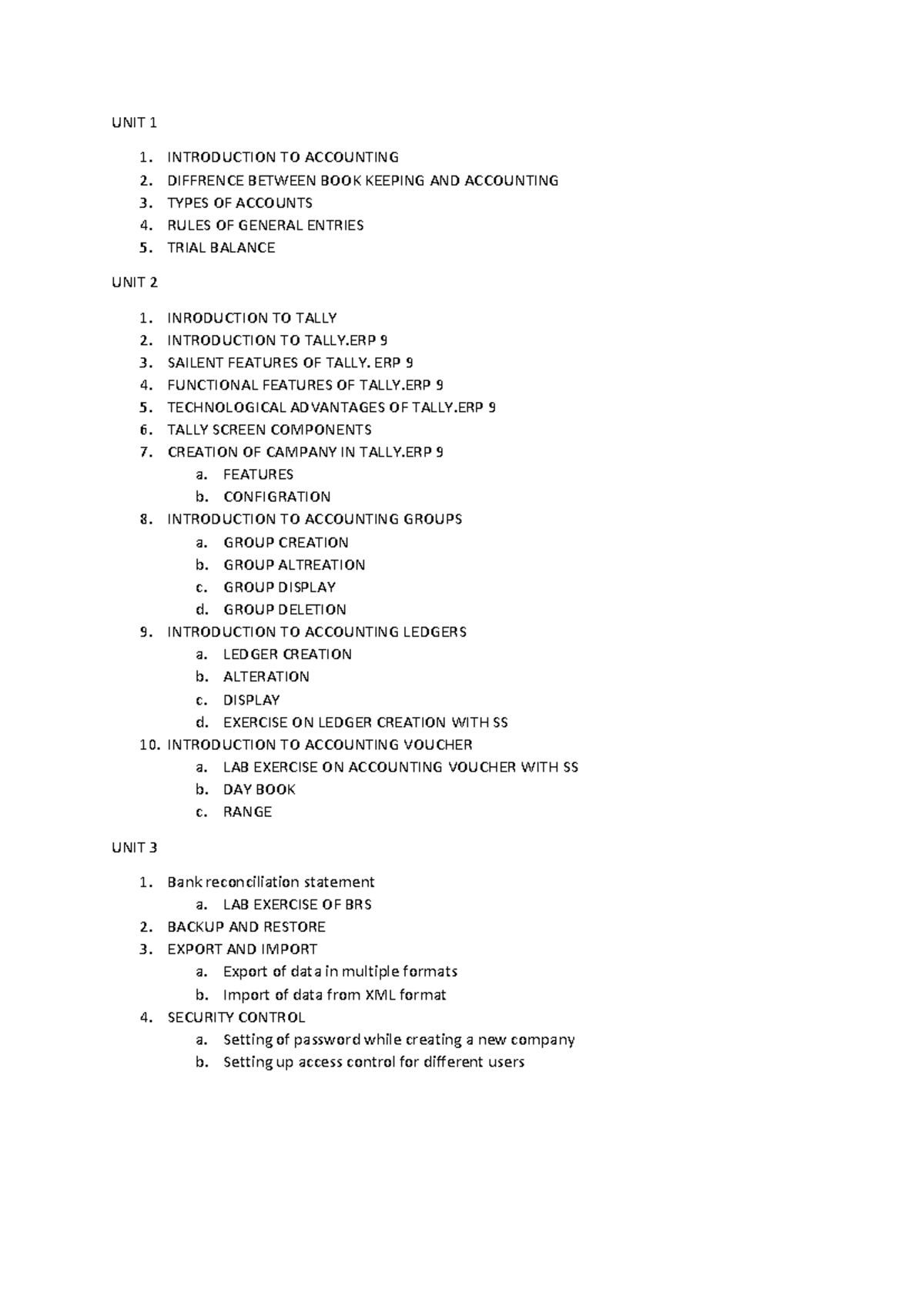 Index - UNIT 1 1. INTRODUCTION TO ACCOUNTING 2. DIFFRENCE BETWEEN BOOK ...