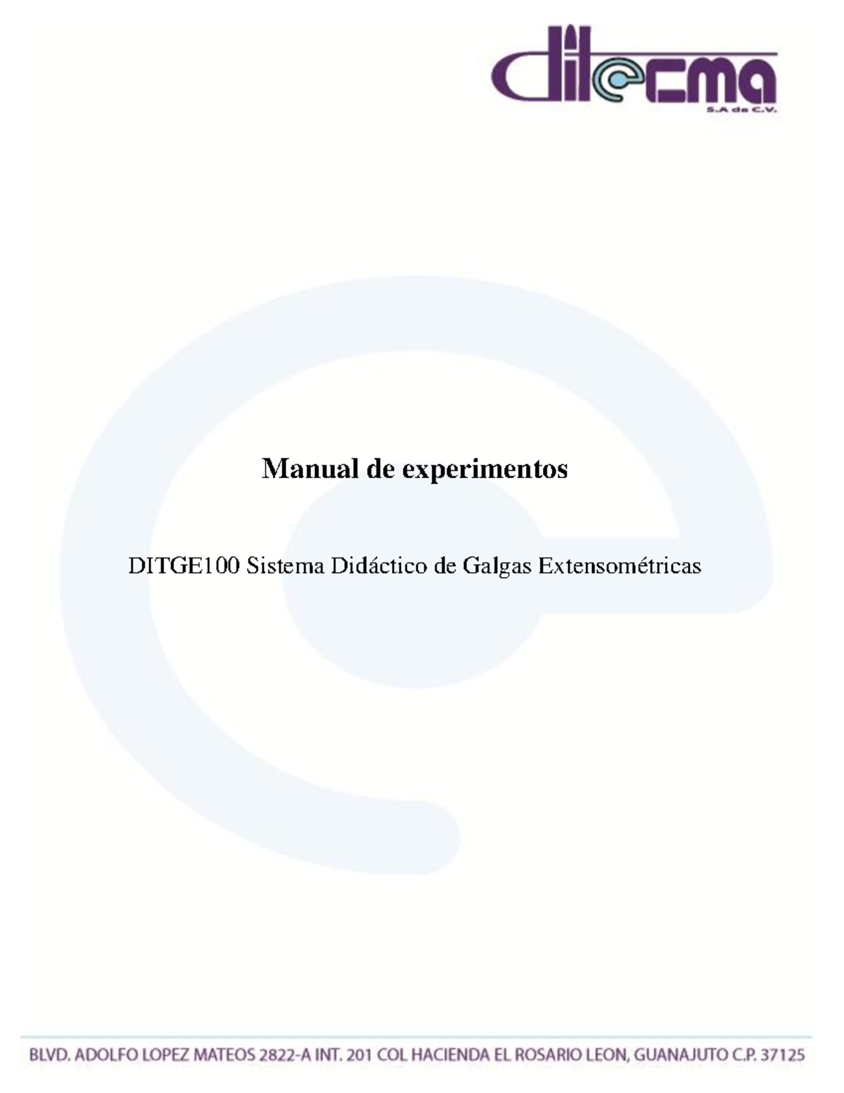 Ditge 100 Galgas Extensiometricas - Manual De Experimentos DITGE100 ...