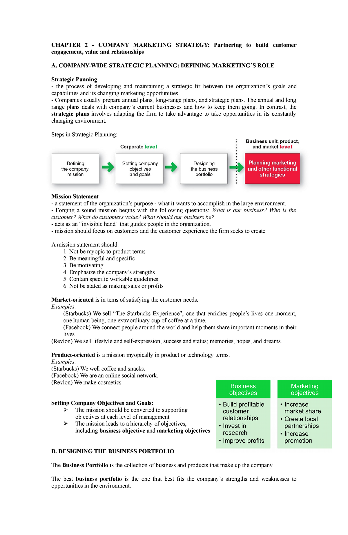 Marketing Report Chapter 2 Company Marketing Strategy Partnering To Build Customer Engagement Studocu