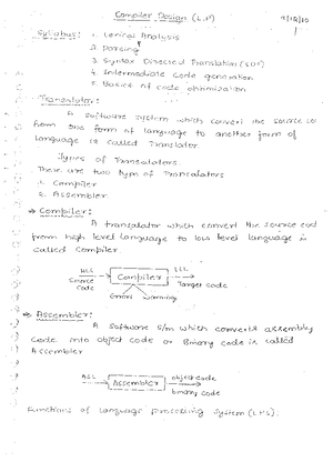 Compiler Design HANDWRITTEN NOTES - Theory Of Computation & Formal ...