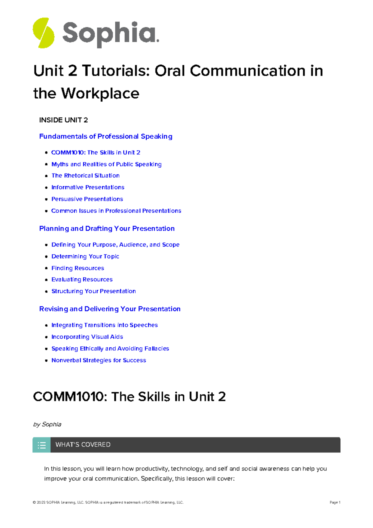 Unit 2 tutorials oral communication in the workplace - Unit 2 Tutorials ...