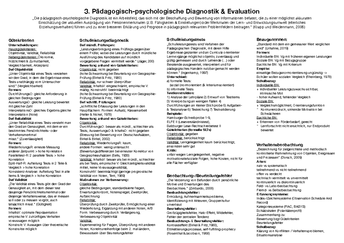Münchner Skripte Ews Psychologie EWS 5 Tabelle - Zusammenfassung EWS Examensvorbereitung Psychologie - 3
