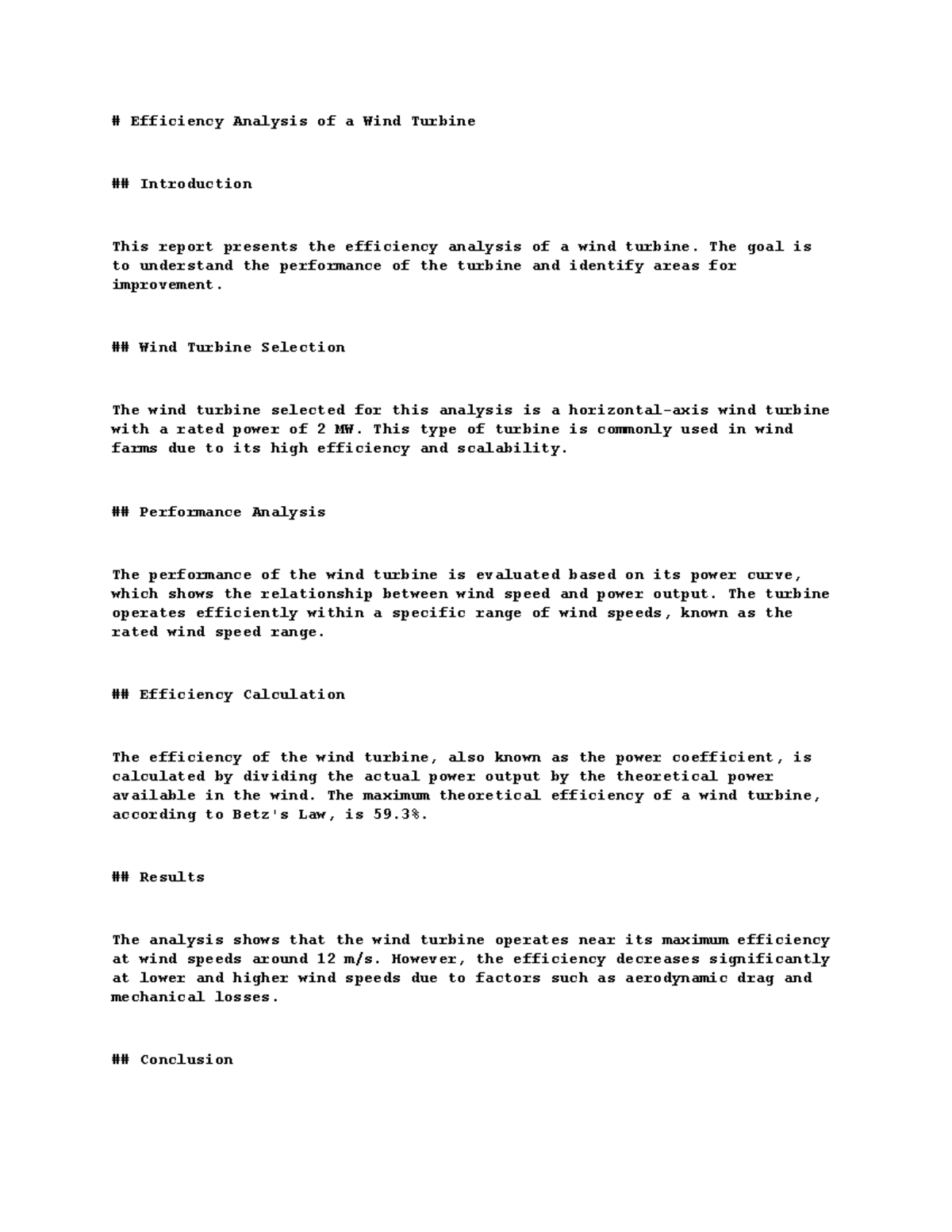Picture of Efficiency Analysis of a Wind Turbine - Efficiency Analysis of a Wind ...
