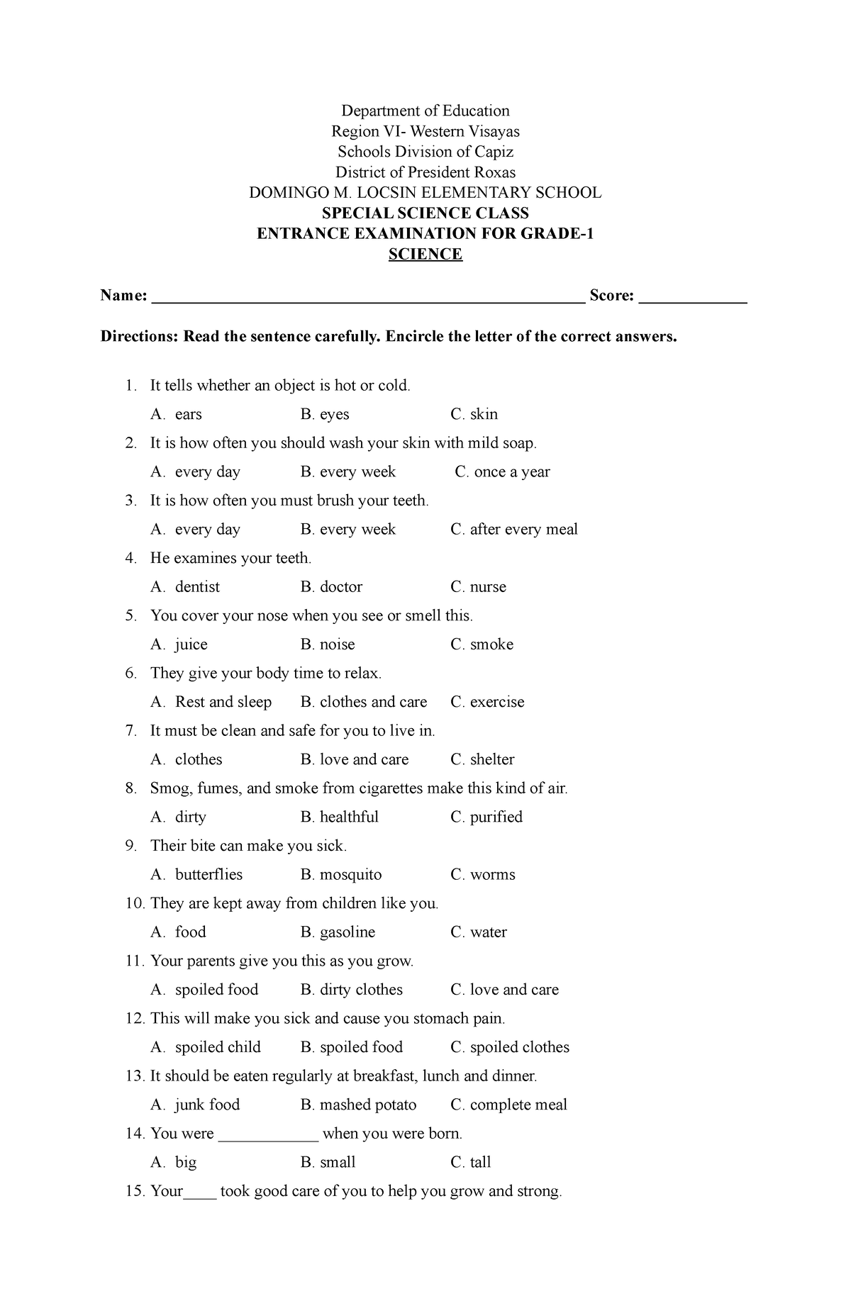 Toaz - information on quiz - Department of Education Region VI- Western ...