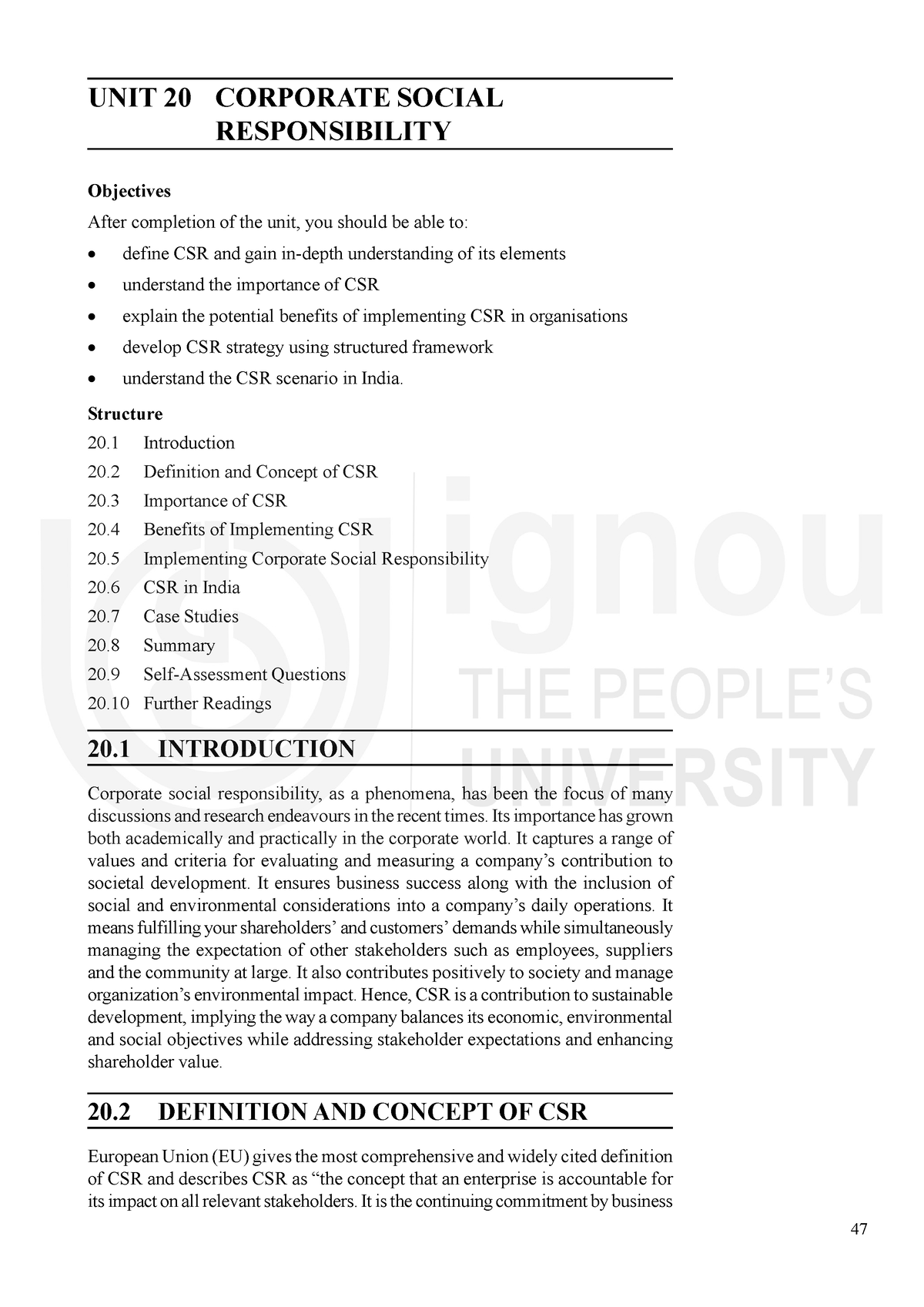 unit 20 csr assignment 1