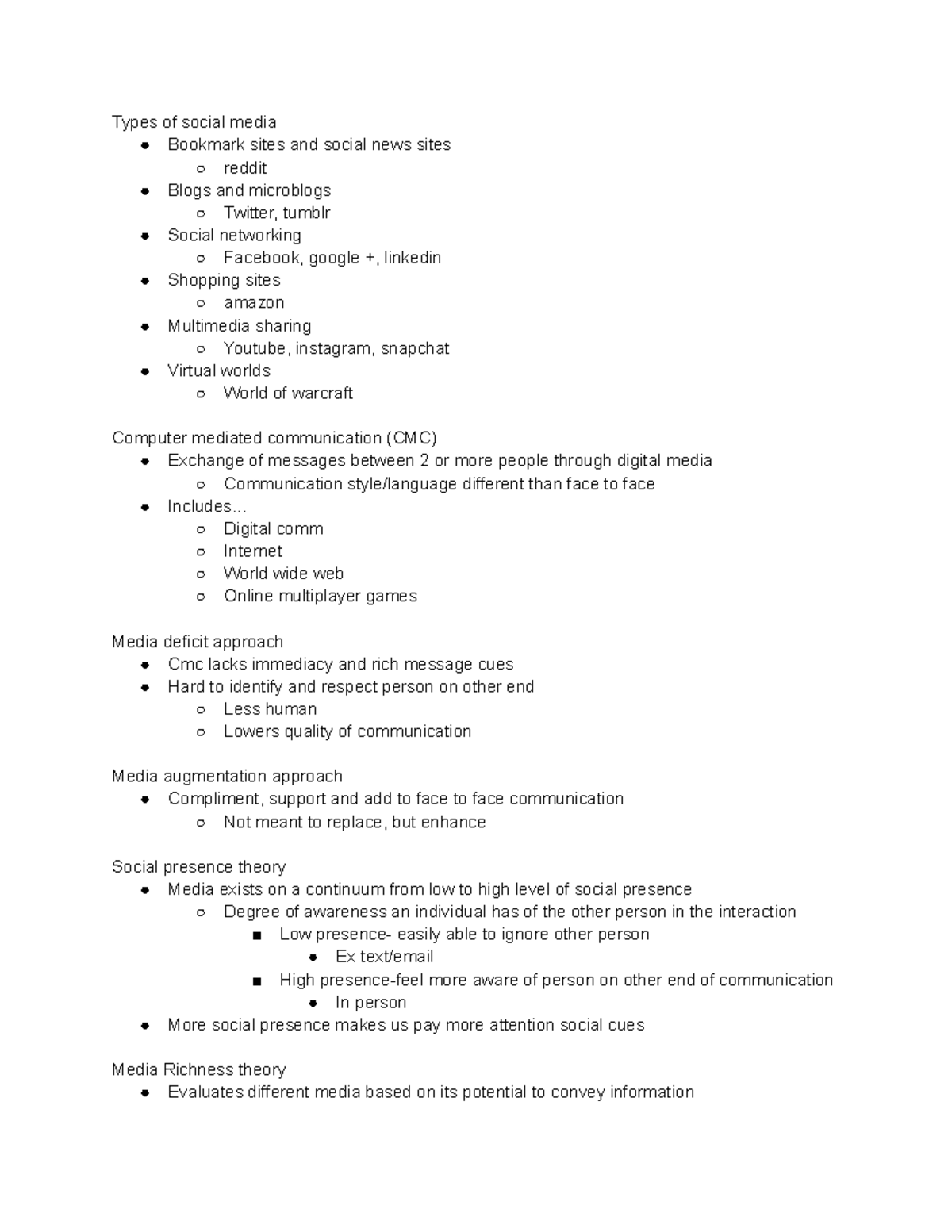 Social media notes - Types of social media Bookmark sites and social ...