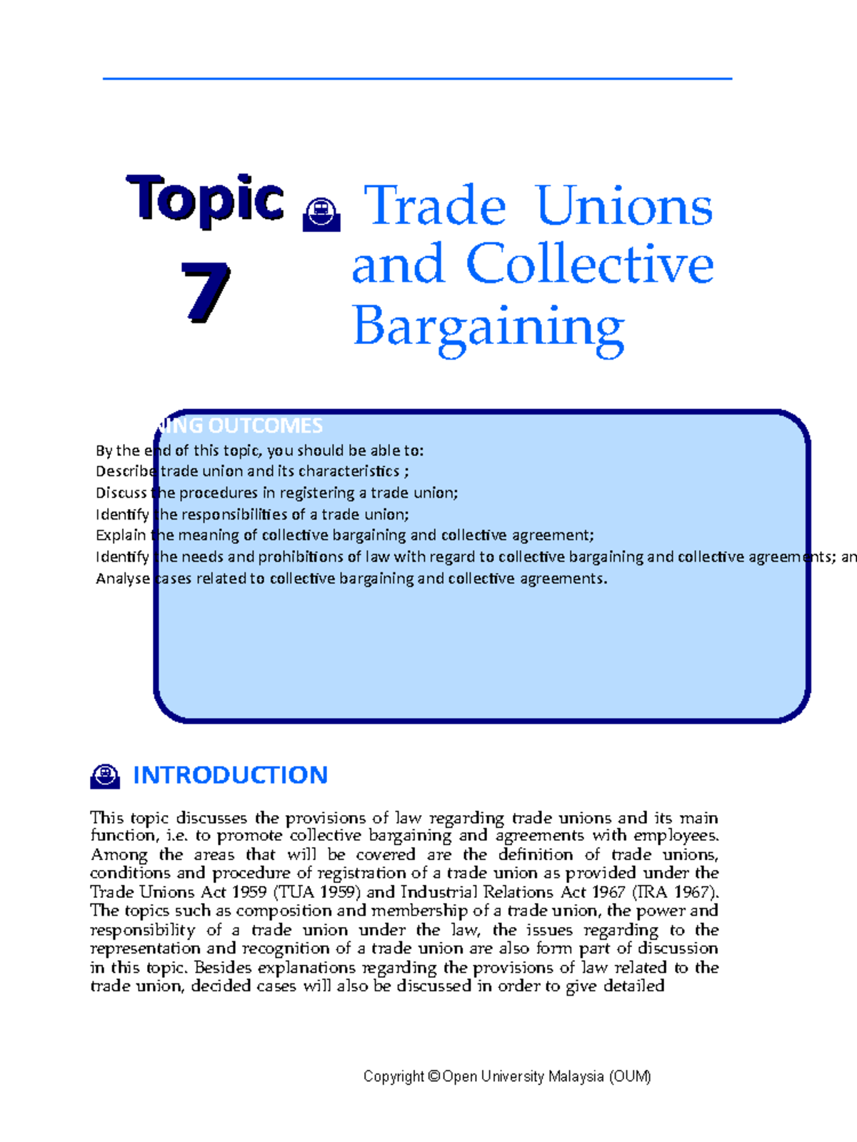 Topic 7 trade union and collective bargaining Supplement - Copyright ...