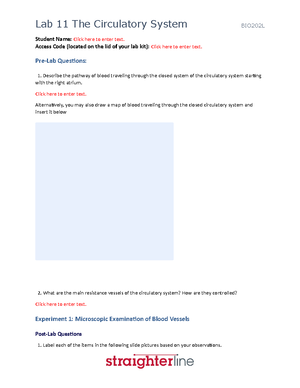 BIO202 Lab Preparation Document for Human Anatomy - Student Name: Click ...