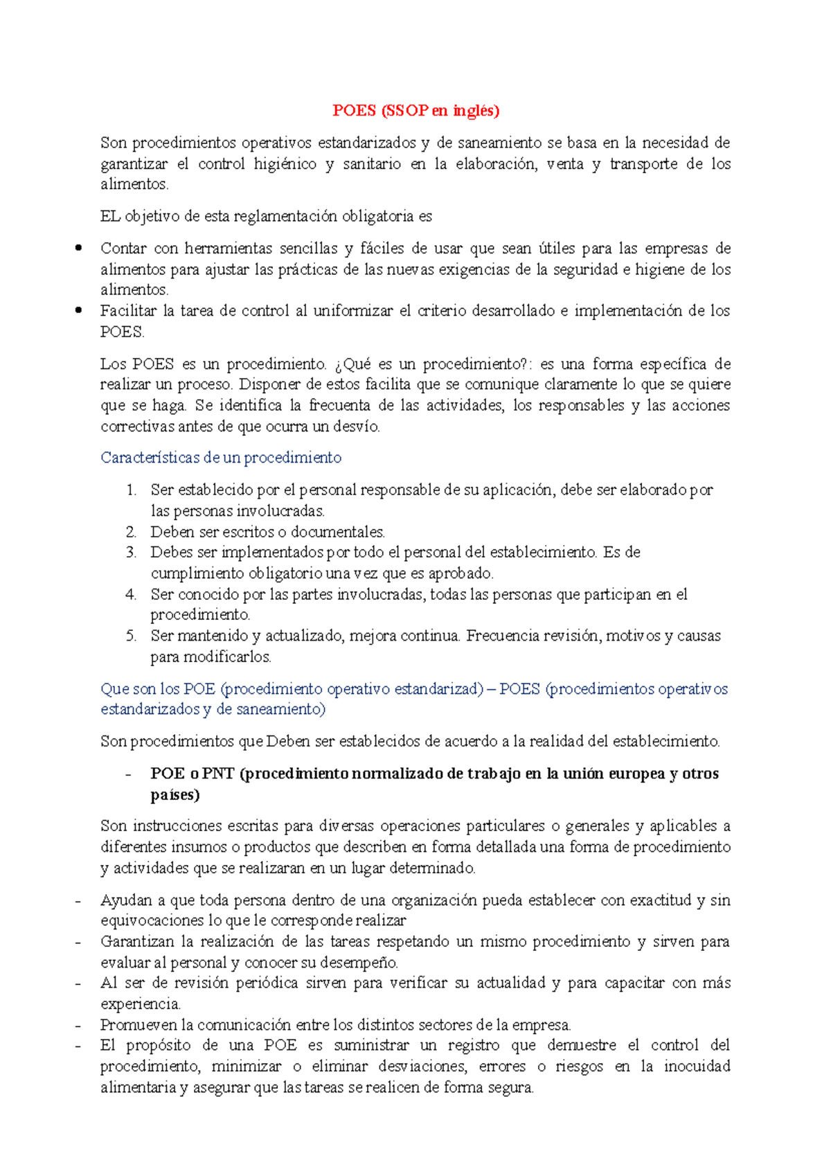 POES - Apuntes Procedimientos operativos estandarizados y de ...