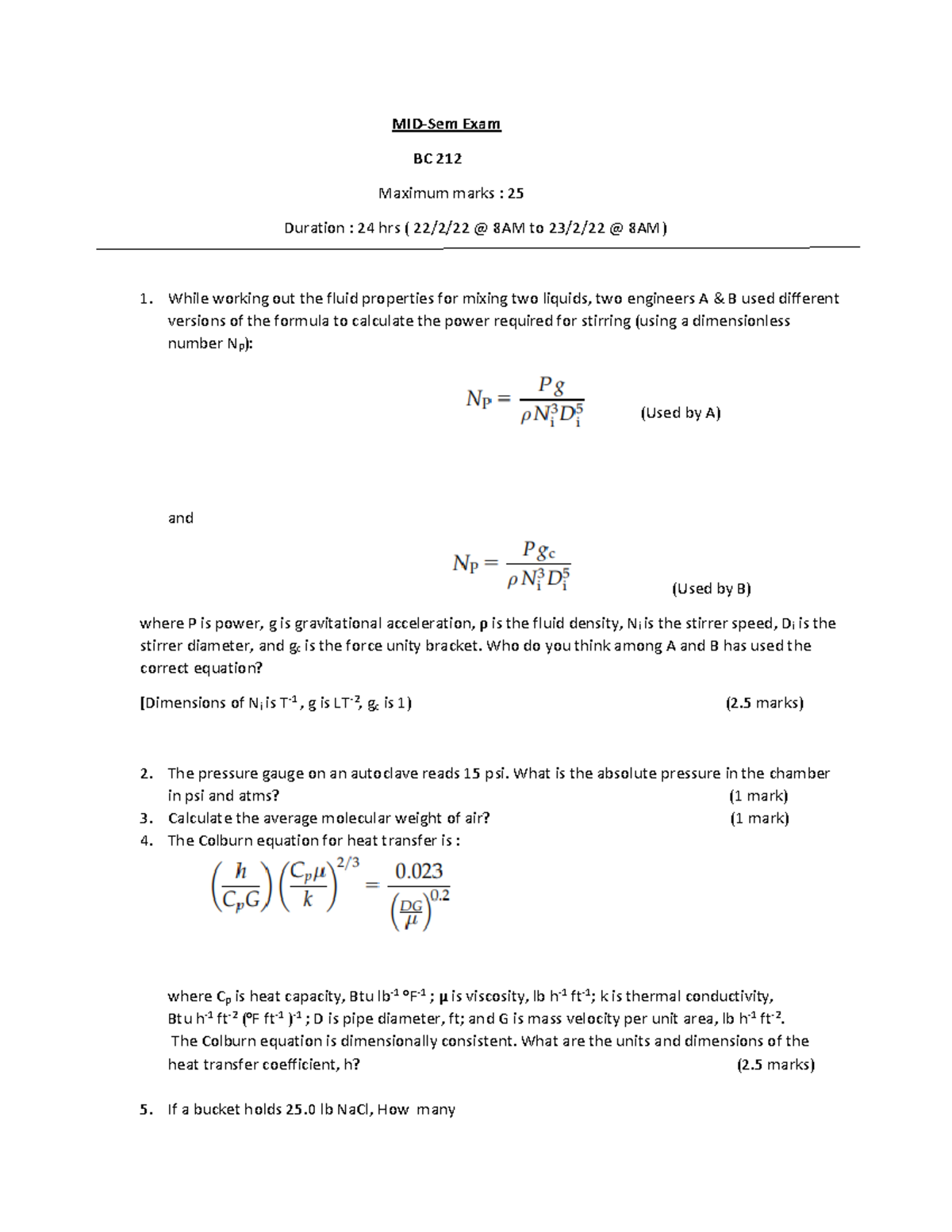 MID SEMESTER Paper - MID-Sem Exam BC 212 Maximum marks : 25 Duration ...