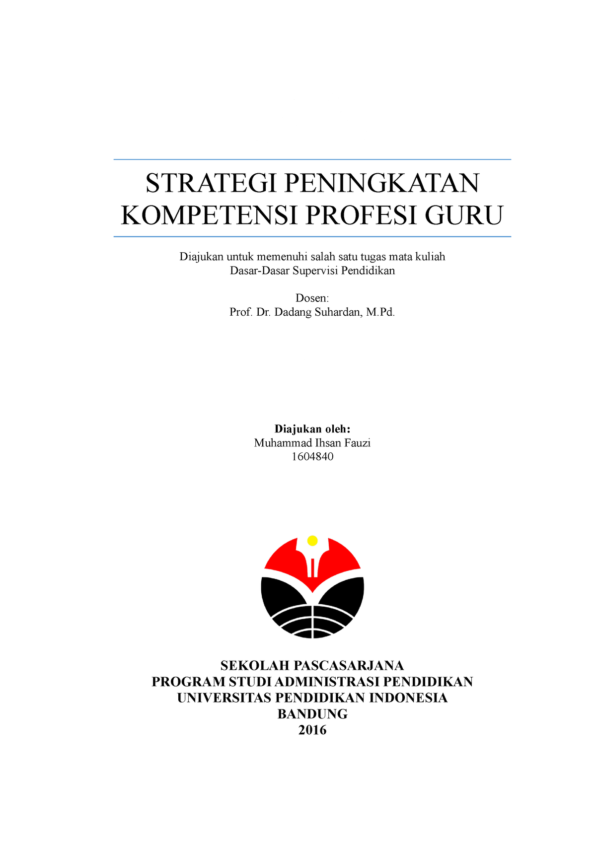 Strategi Peningkatan Kompetensi Profesi Guru - STRATEGI PENINGKATAN ...