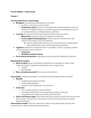 Psy 201 Midterm 1 Study Guide - Psy 201 Midterm 1 Study Guide Chapter 1 ...